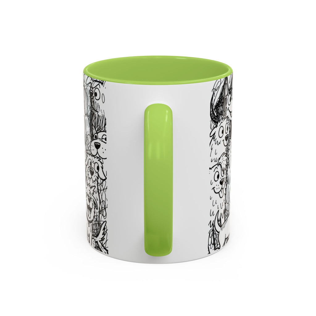 Black & White Cute Dogs Accent Coffee Mug (11/15oz) — Patterned Puppy Tea Cup