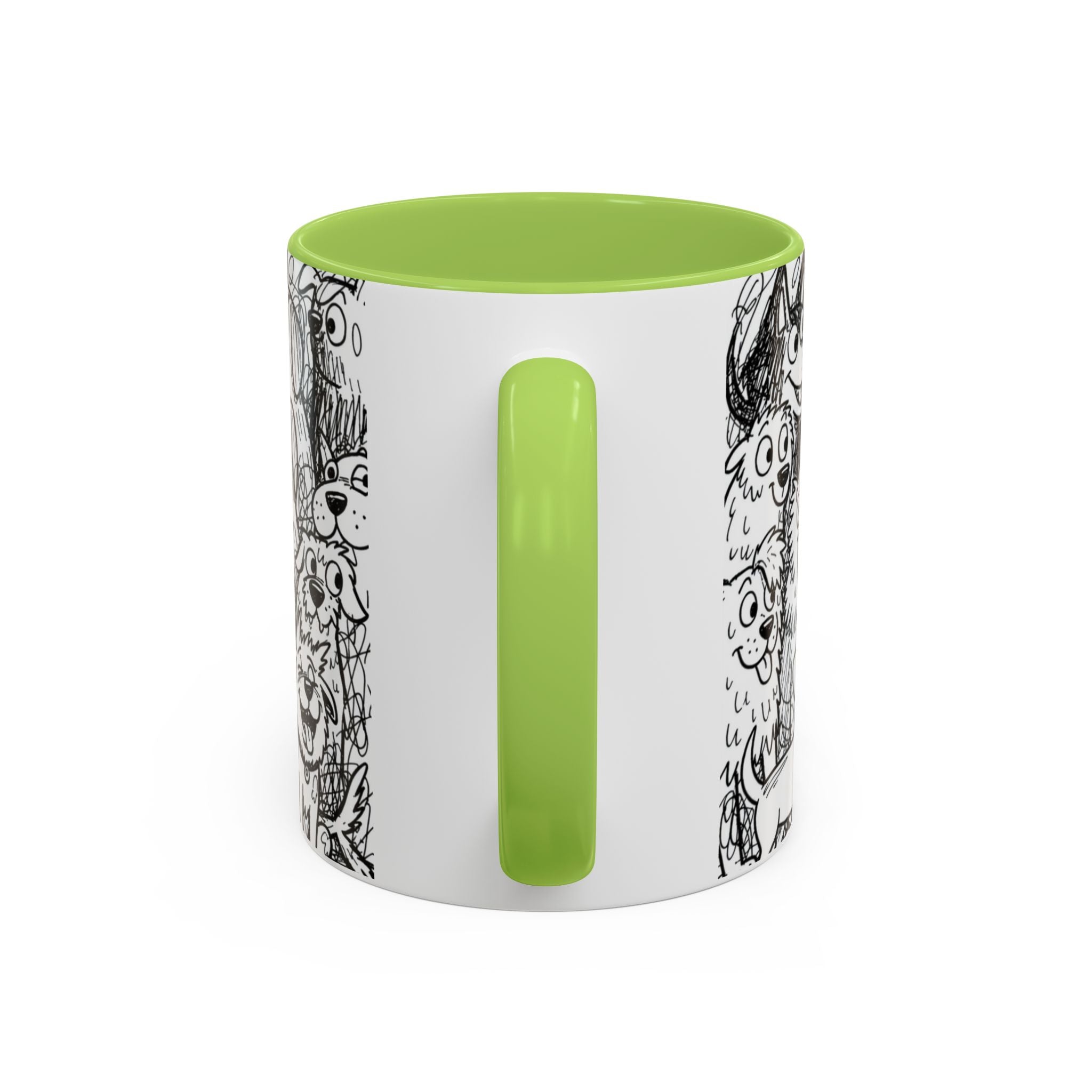 Black & White Cute Dogs Accent Coffee Mug (11/15oz) — Patterned Puppy Tea Cup