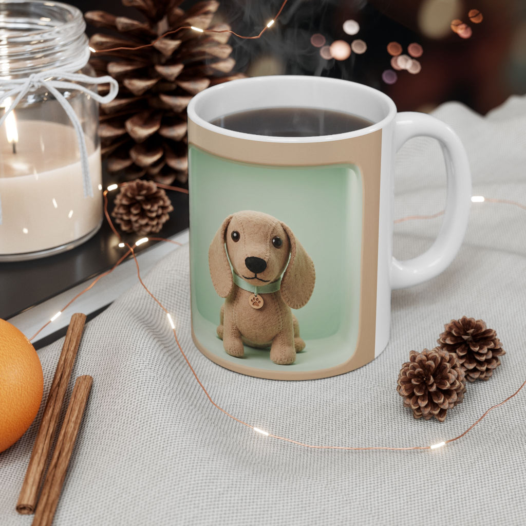 Cute Puppy Ceramic Mug — Retro Pastel Dog Coffee Cup (11oz, 15oz)