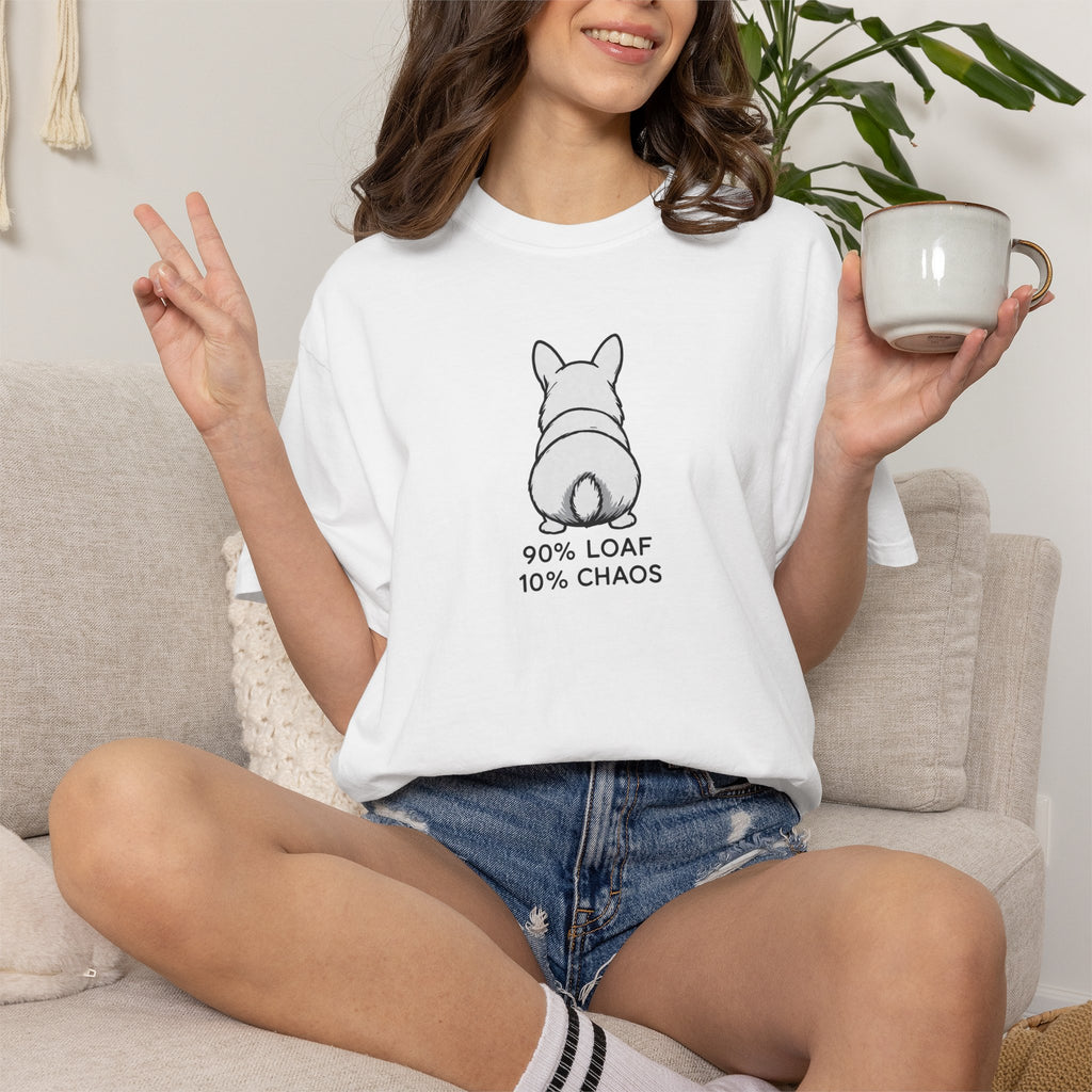 Corgi Butt T-Shirt — “90% Loaf 10% Chaos” Cute Dog Graphic Tee