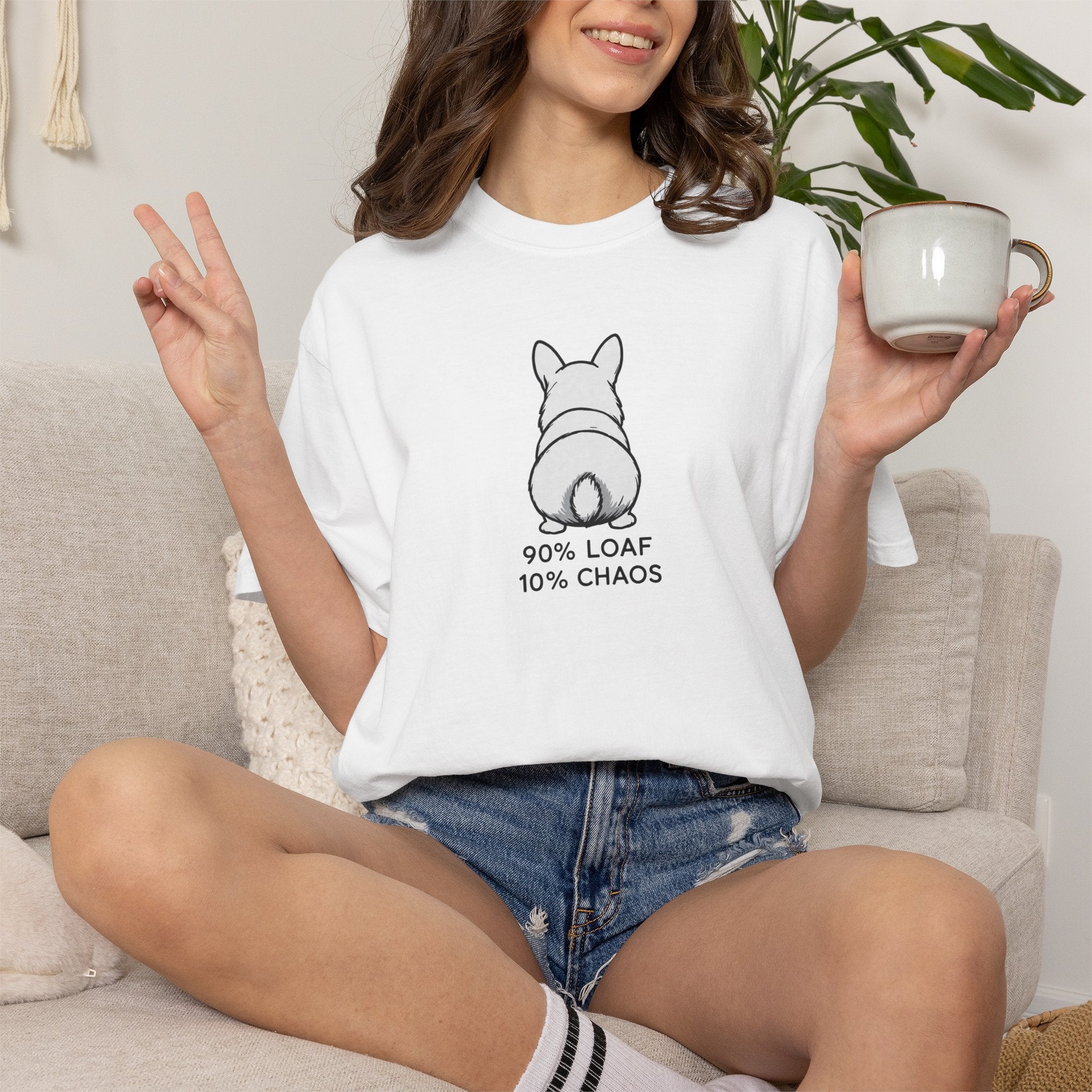Corgi Butt T-Shirt — “90% Loaf 10% Chaos” Cute Dog Graphic Tee