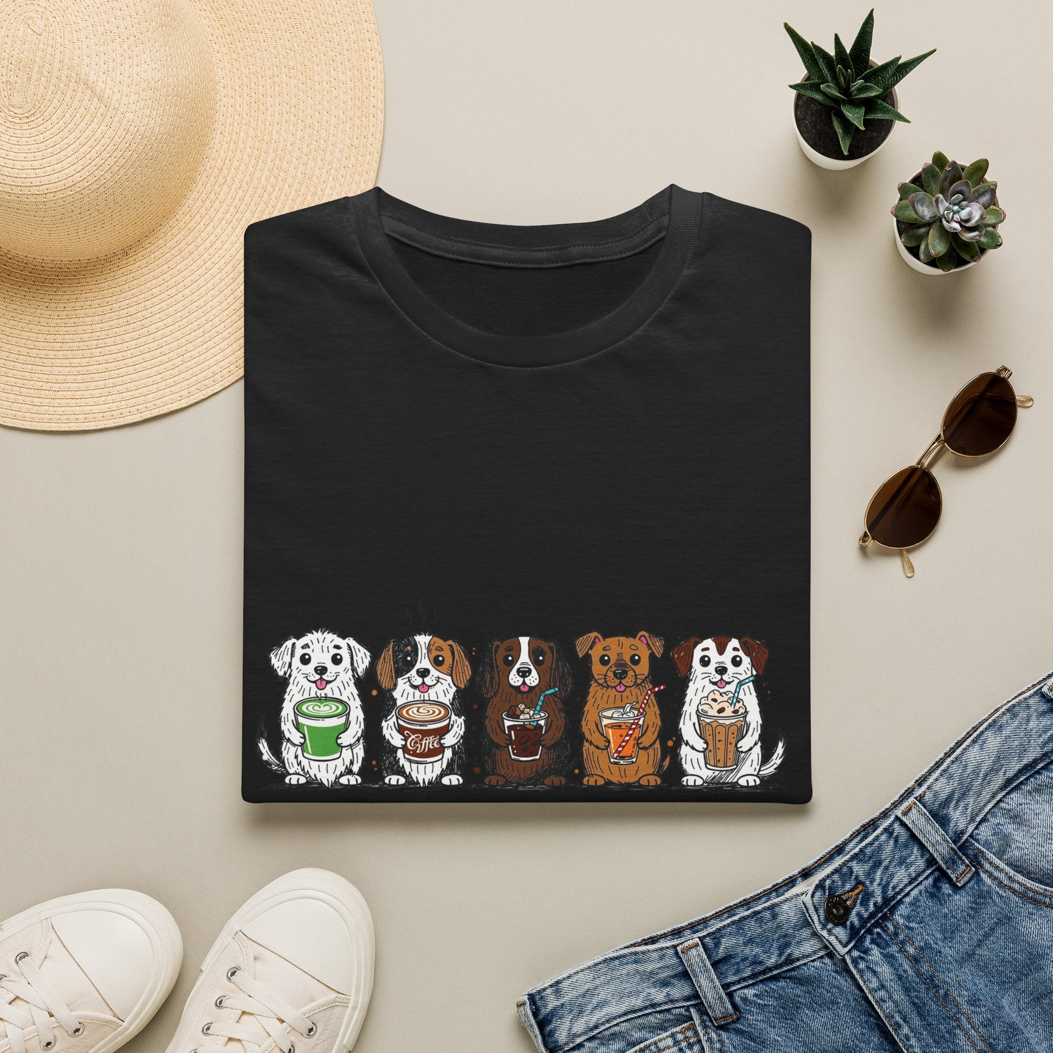Cute Dachshund Lineup T-Shirt — Cartoon Wiener Dog Crew Graphic Tee