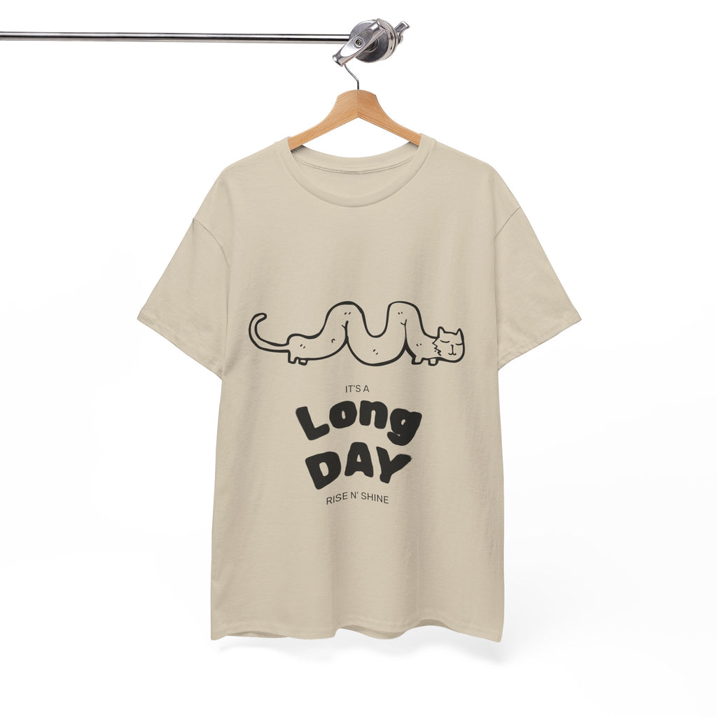 Long Day Cat T-Shirt — Cute Minimalist 'Long Day' Graphic Tee