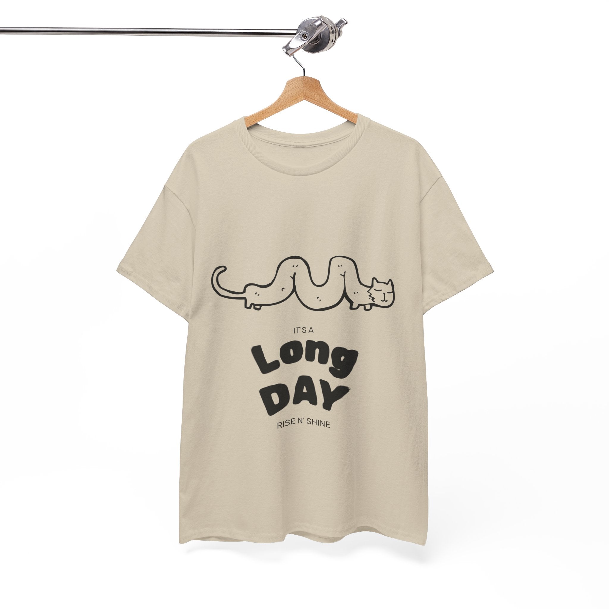 Long Day Cat T-Shirt — Cute Minimalist 'Long Day' Graphic Tee