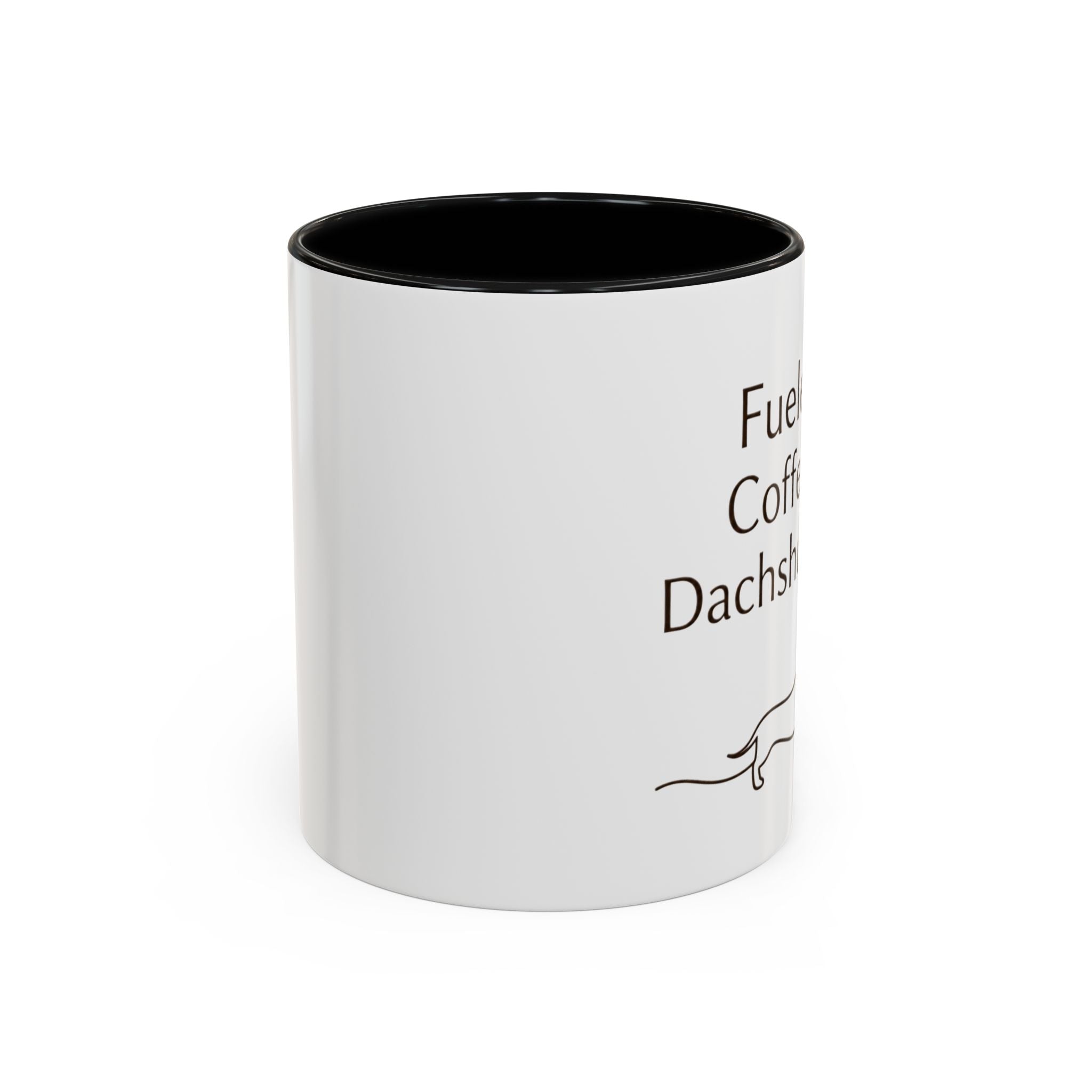 Dachshund Coffee Mug — “Fueled by Coffee and Dachshund Hair” Accent Ceramic Mug