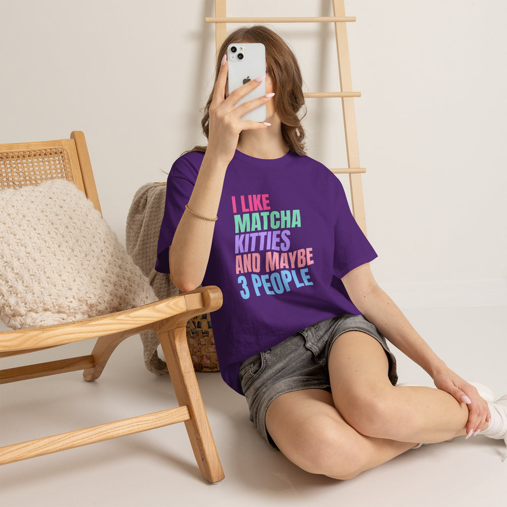 I Like Matcha Kitties And Maybe 3 People T-Shirt | Neon Palette Graphic Tee