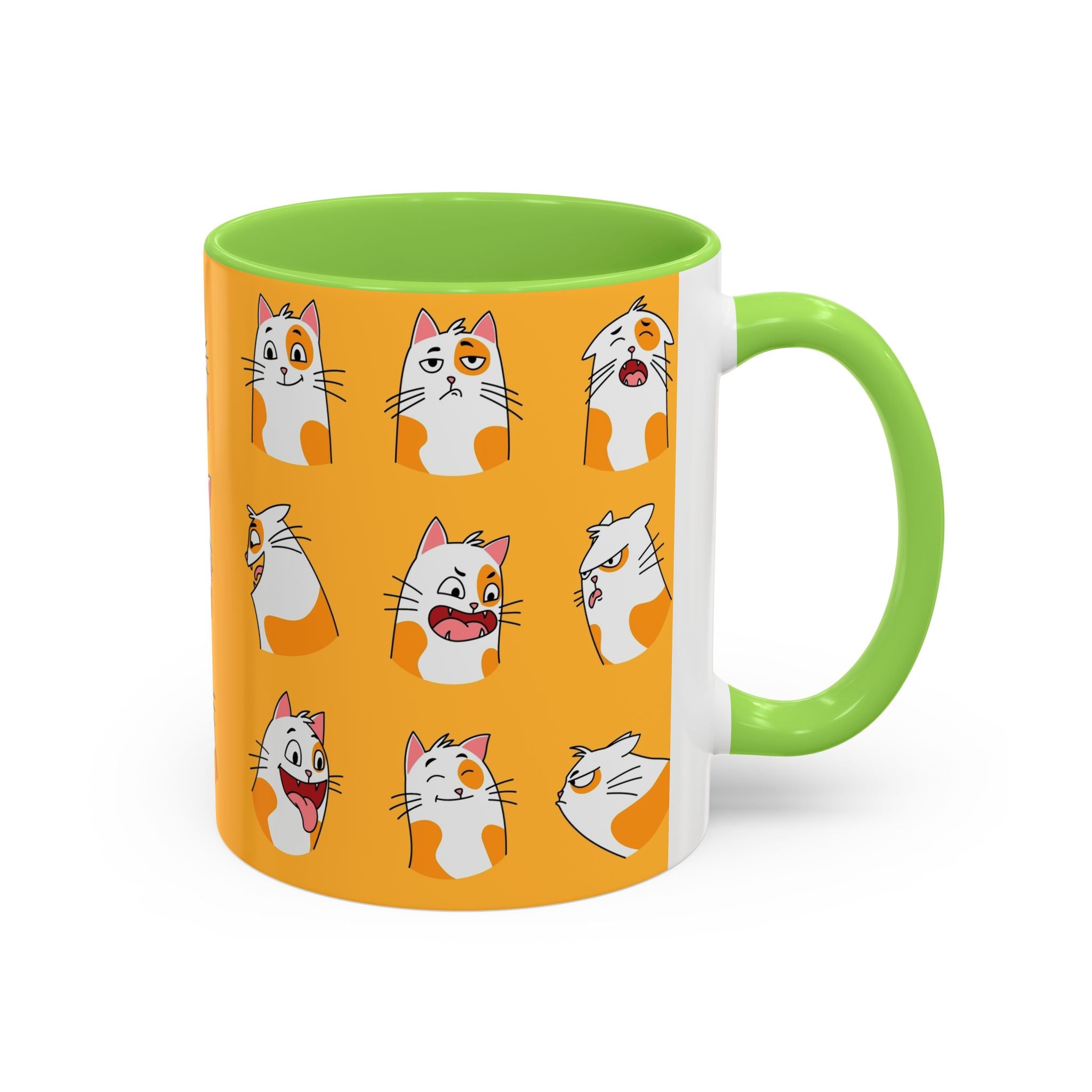 Orange expressive cat faces Mug | Ceramic coffee cup