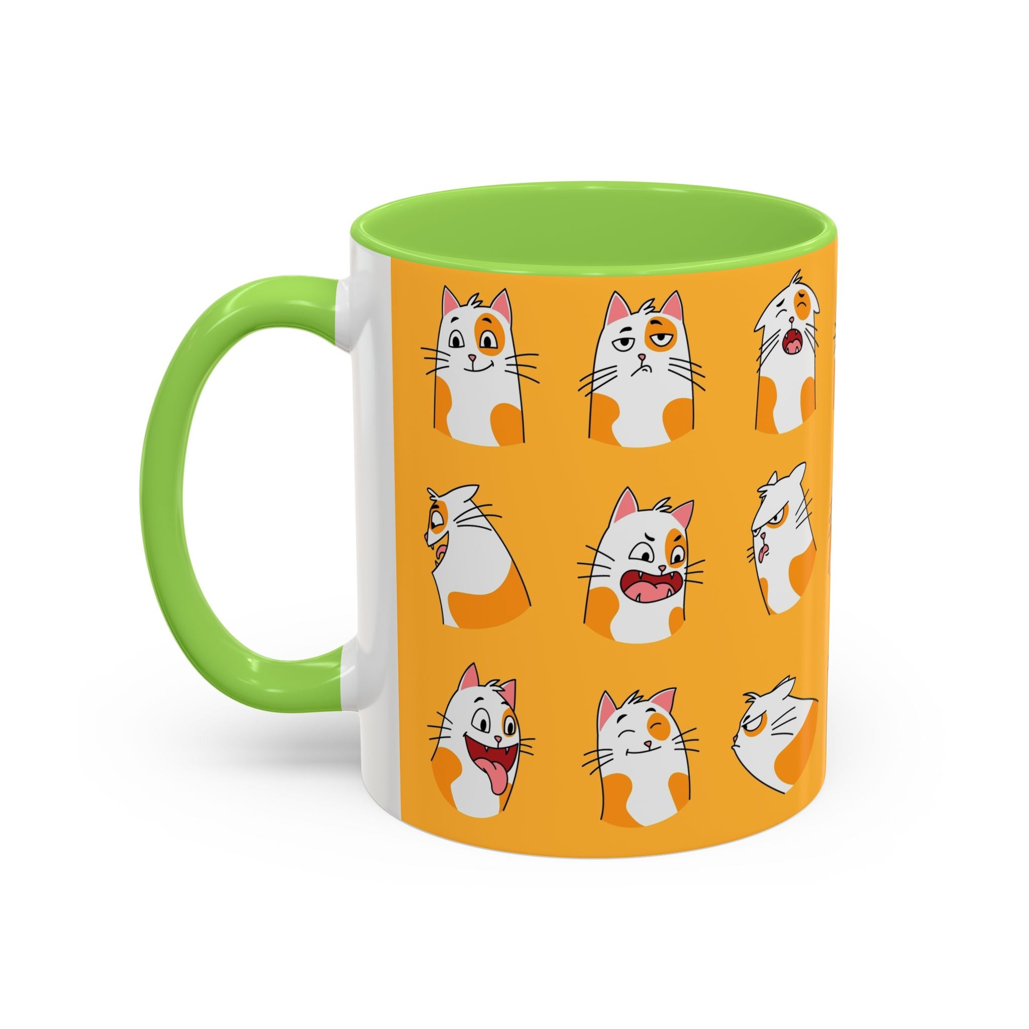 Orange expressive cat faces Mug | Ceramic coffee cup