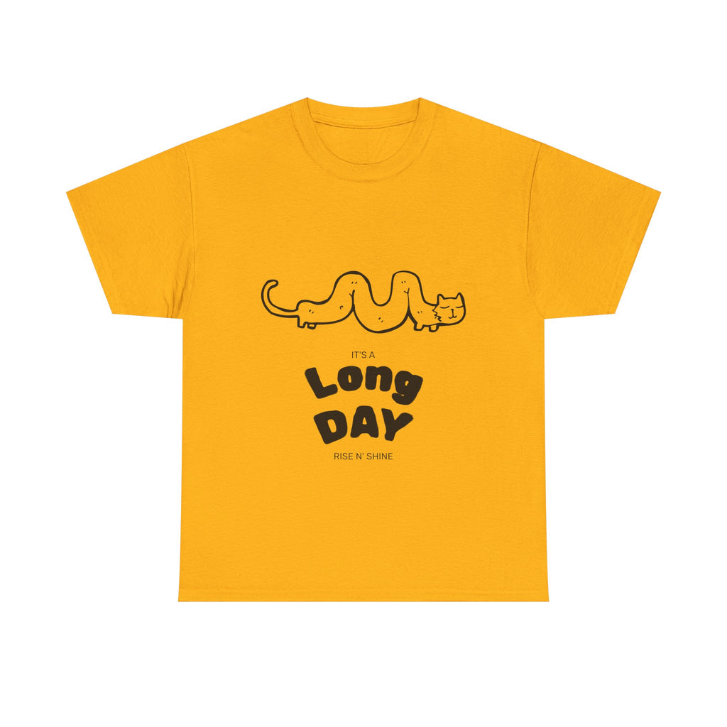 Long Day Cat T-Shirt — Cute Minimalist 'Long Day' Graphic Tee
