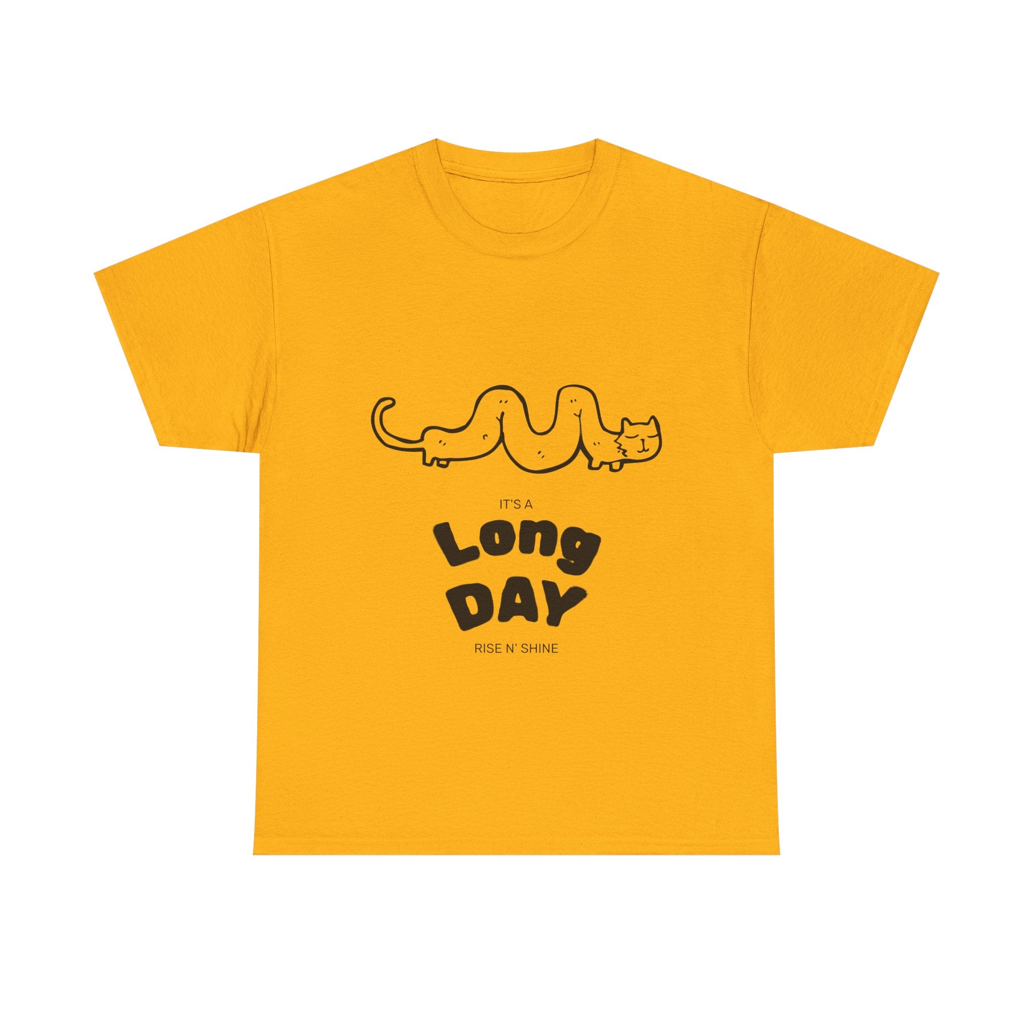 Long Day Cat T-Shirt — Cute Minimalist 'Long Day' Graphic Tee
