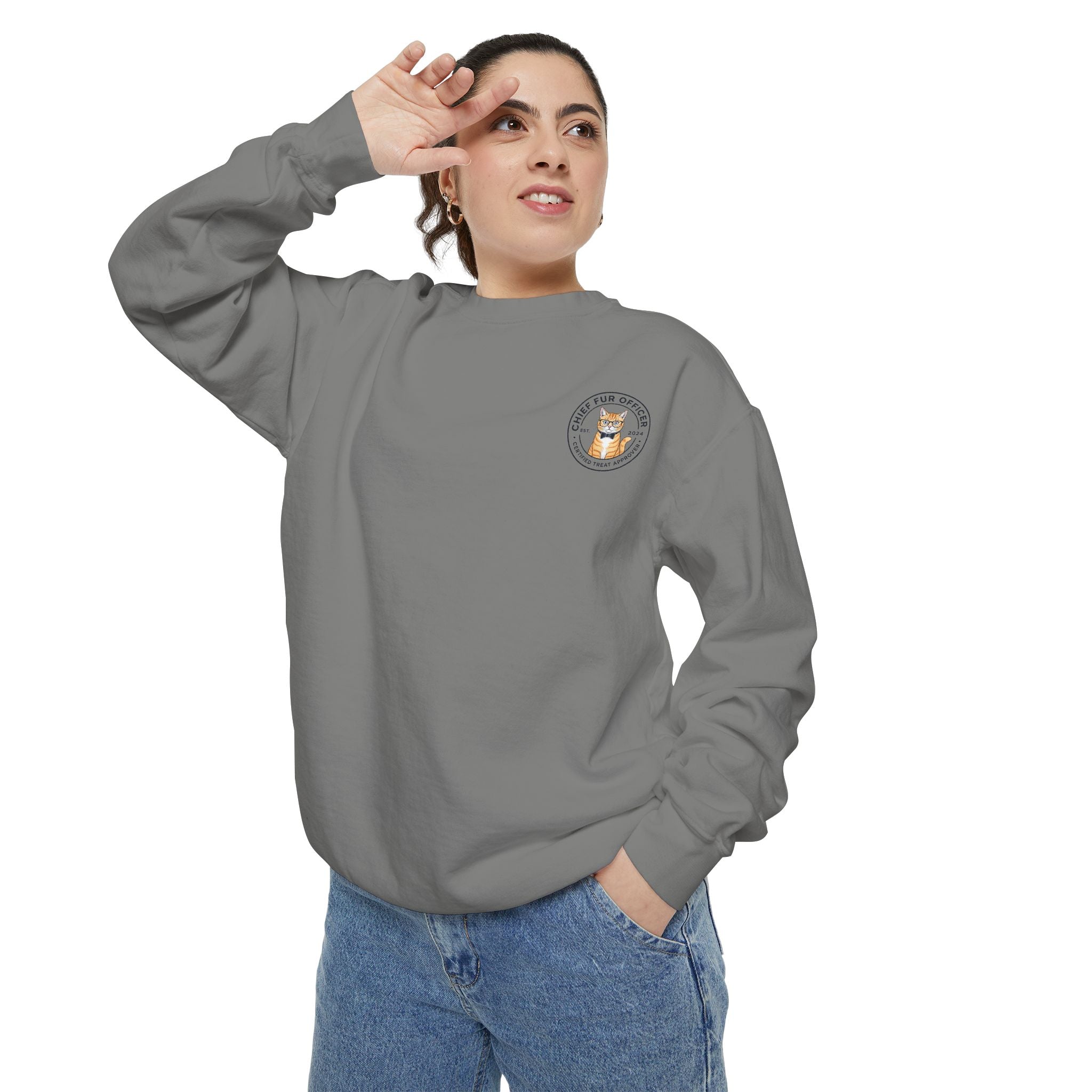 Stay Pawsitive Cat Crewneck Sweatshirt — Cute Cat Graphic ‘Stay Pawsitive’ Pullover