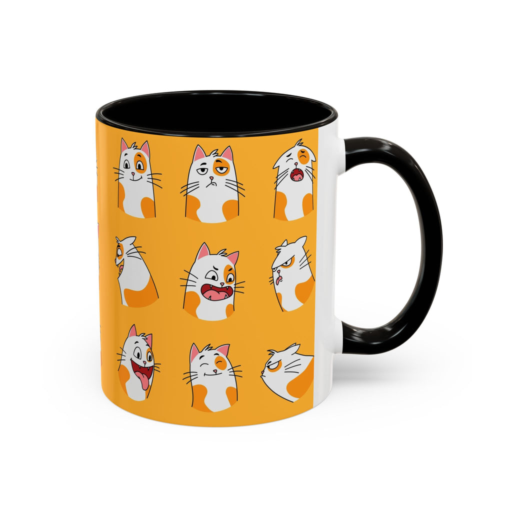 Orange expressive cat faces Mug | Ceramic coffee cup