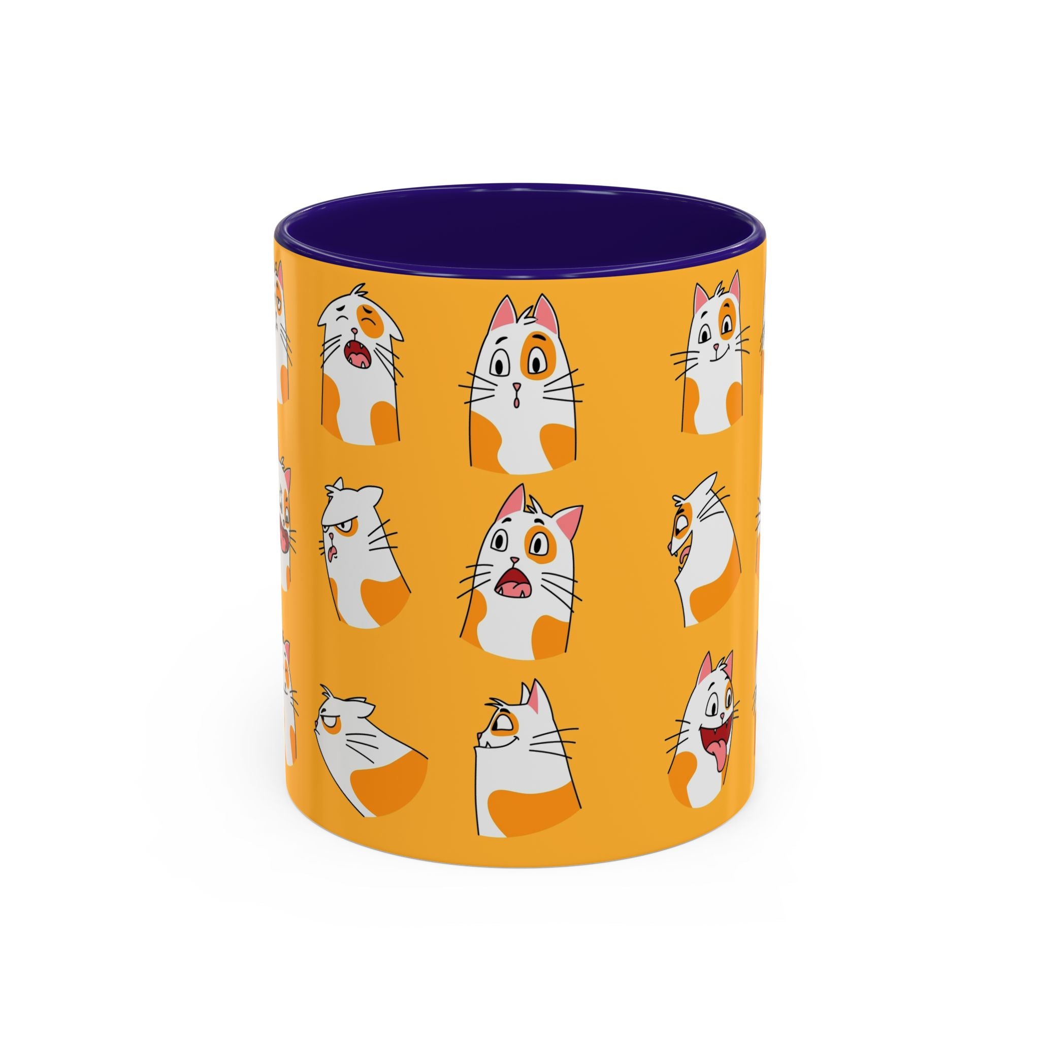 Orange expressive cat faces Mug | Ceramic coffee cup