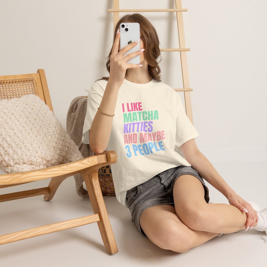 I Like Matcha Kitties And Maybe 3 People T-Shirt | Neon Palette Graphic Tee