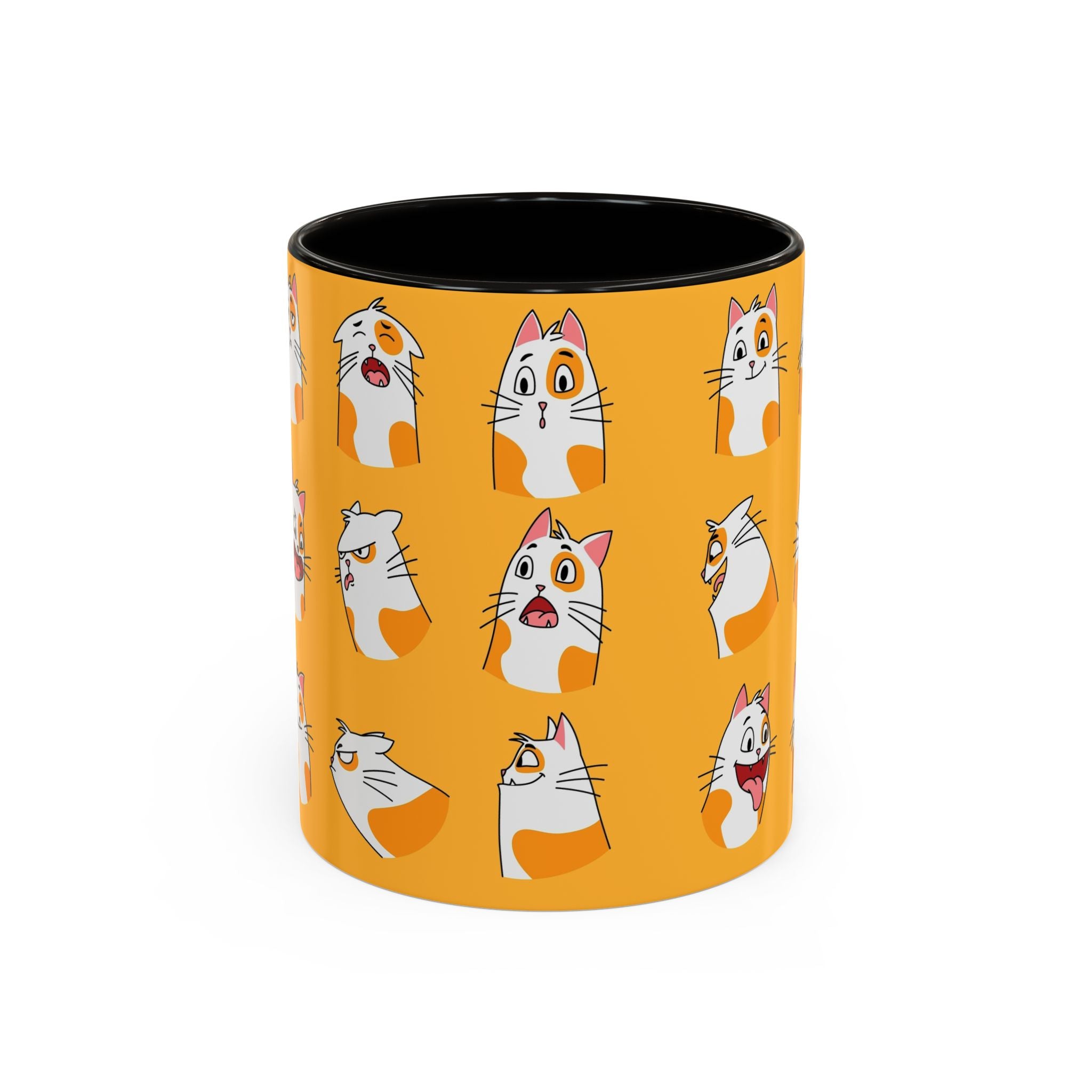 Orange expressive cat faces Mug | Ceramic coffee cup