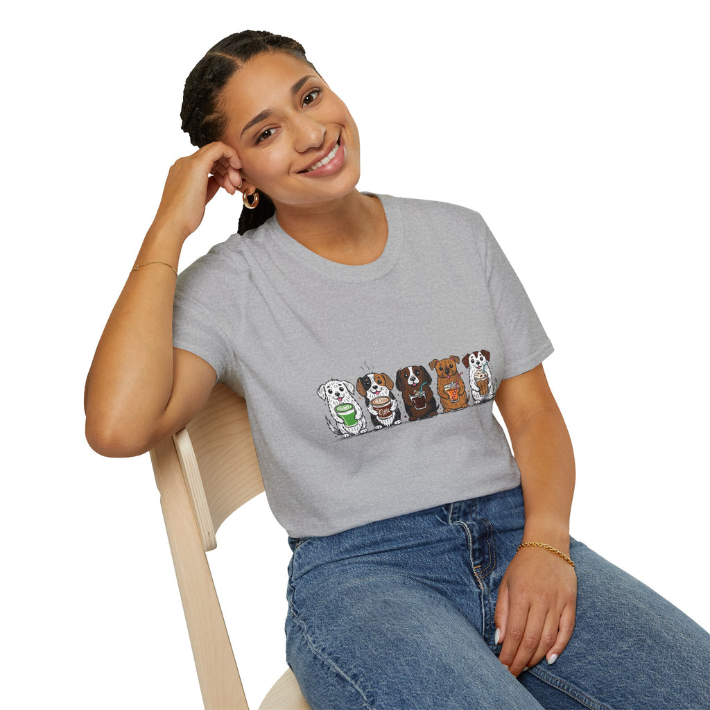 Cute Dachshund Lineup T-Shirt — Cartoon Wiener Dog Crew Graphic Tee