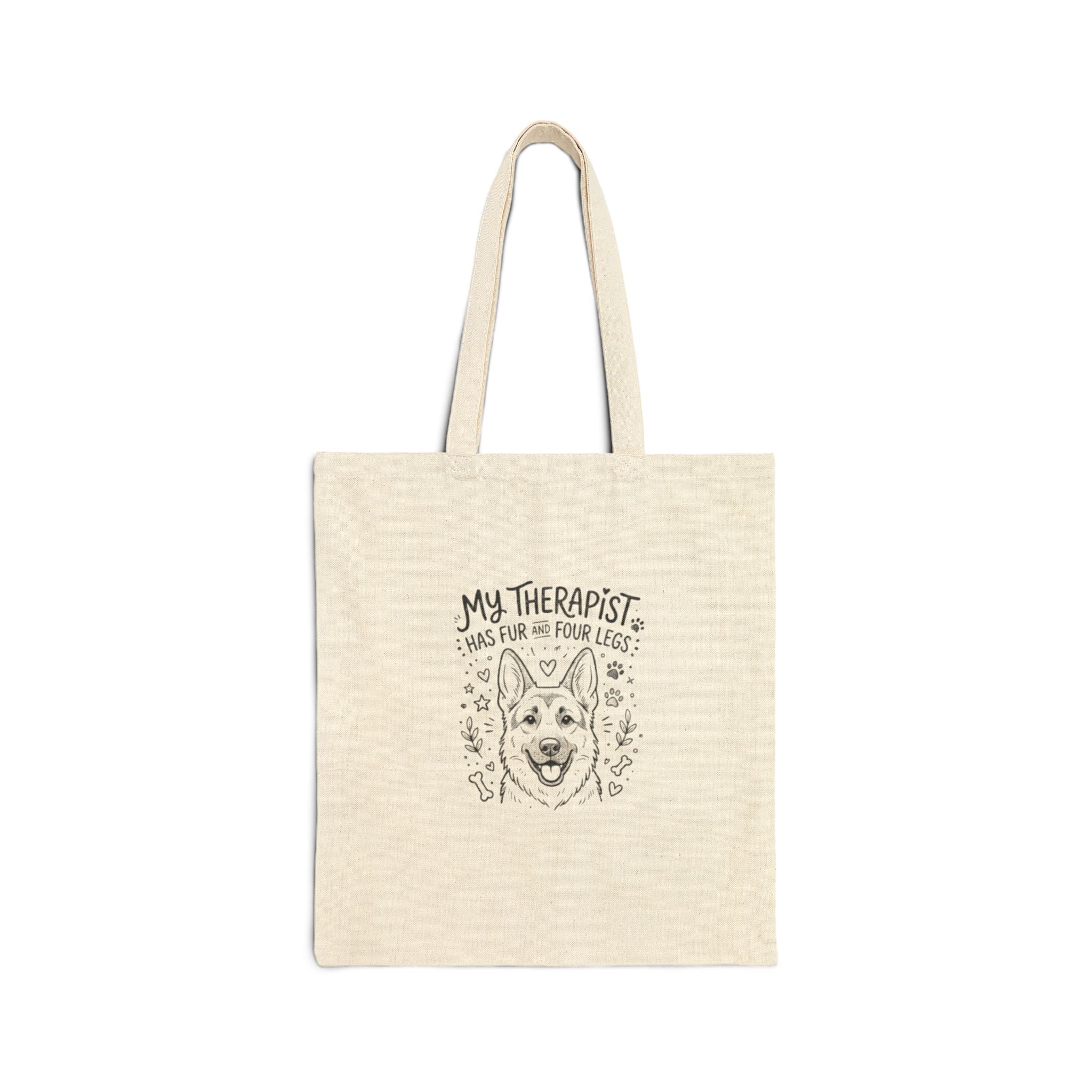 My Therapist Has Fur and Four Legs, GSD Canvas Tote
