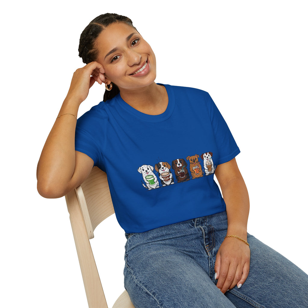 Cute Dachshund Lineup T-Shirt — Cartoon Wiener Dog Crew Graphic Tee