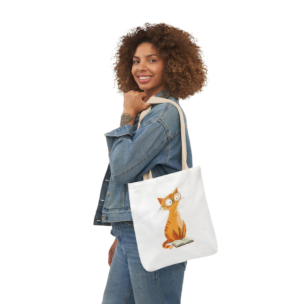 Cute Orange Cat with Glasses Tote Bag — Book-Lover Canvas Tote