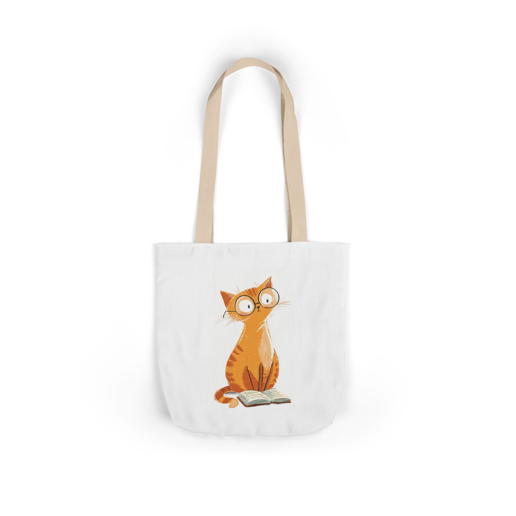 Cute Orange Cat with Glasses Tote Bag — Book-Lover Canvas Tote