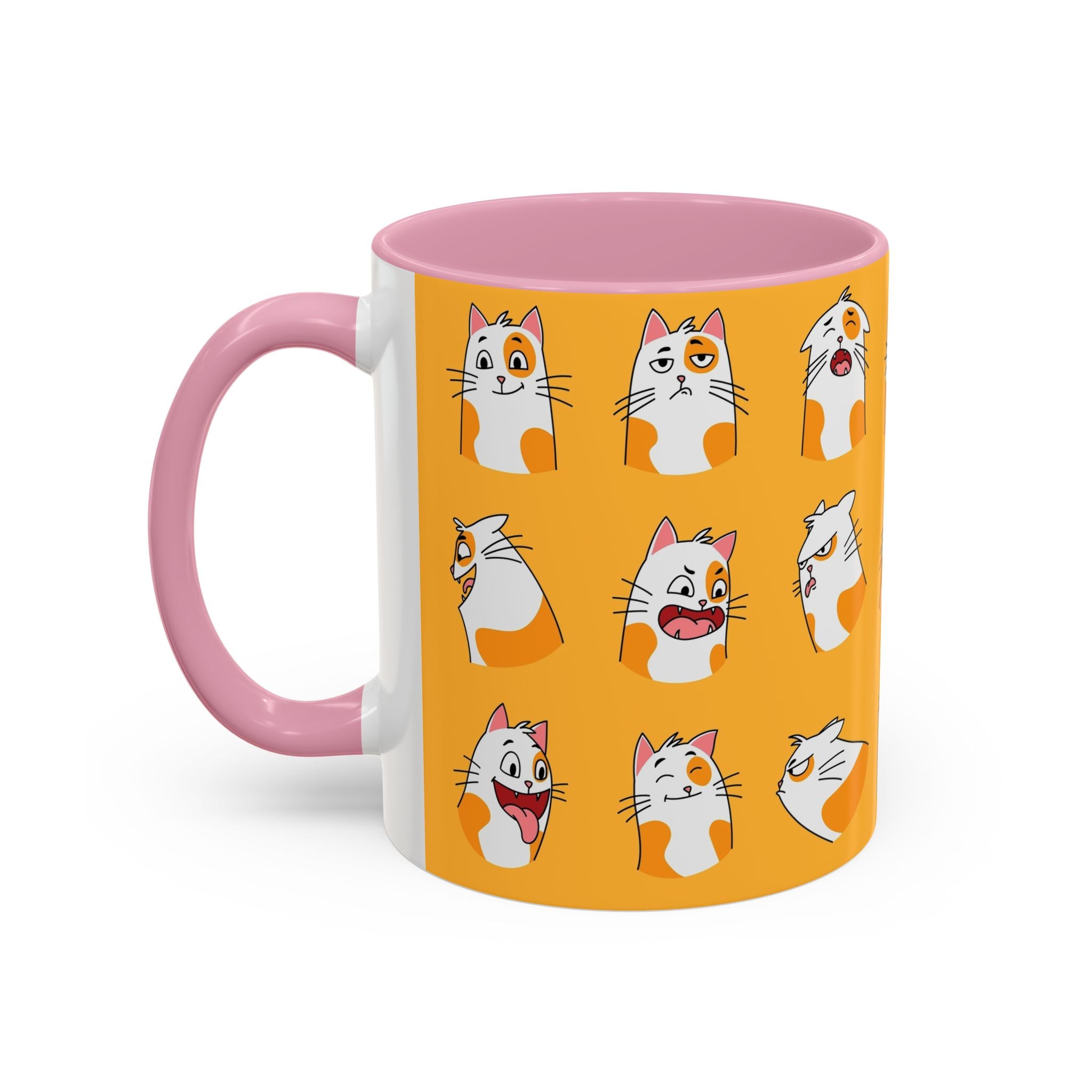 Orange expressive cat faces Mug | Ceramic coffee cup