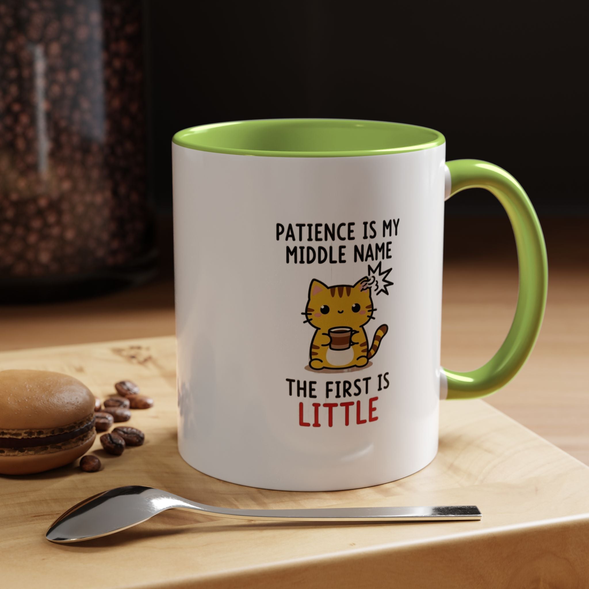 Coffee Mug — "Patience Is My Middle Name, The First Is Little" Cute Cat Coffee Cup
