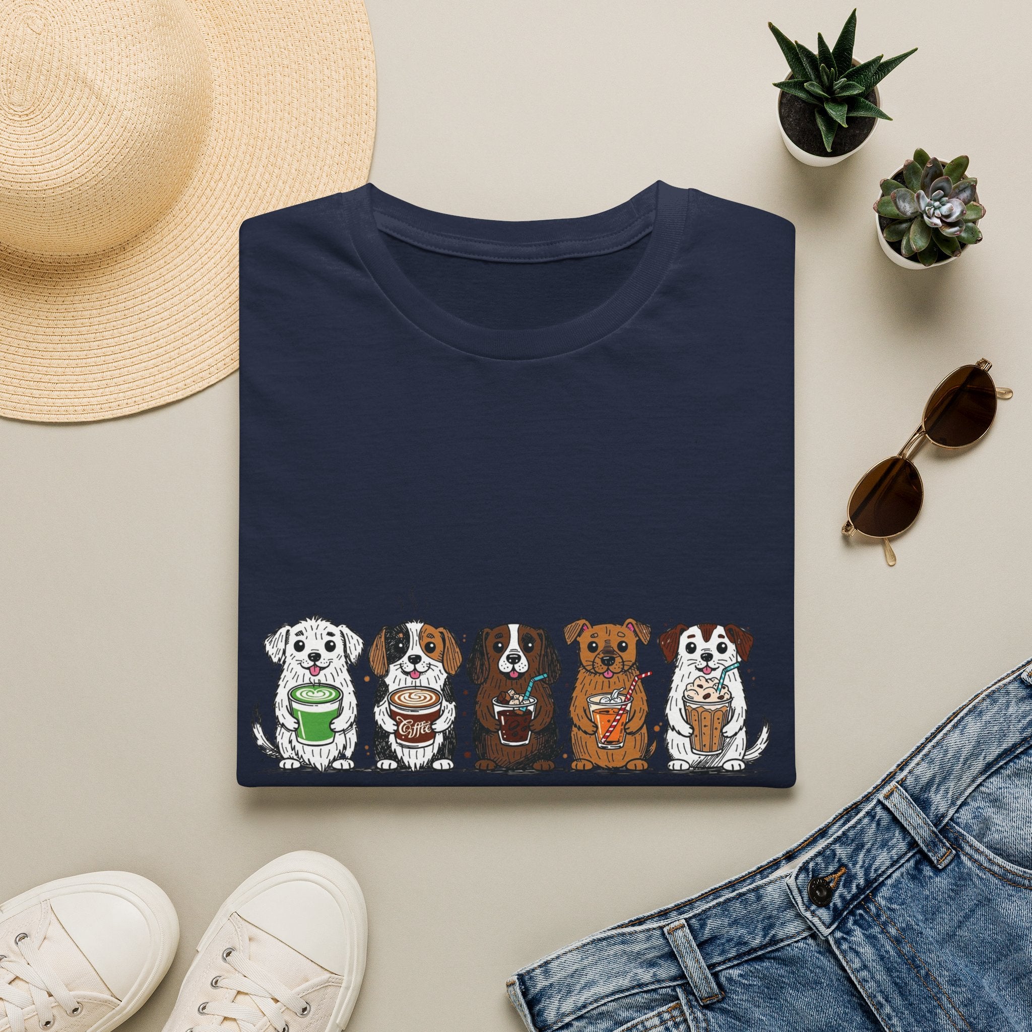 Cute Dachshund Lineup T-Shirt — Cartoon Wiener Dog Crew Graphic Tee
