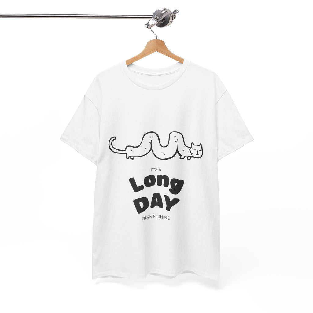Long Day Cat T-Shirt — Cute Minimalist 'Long Day' Graphic Tee