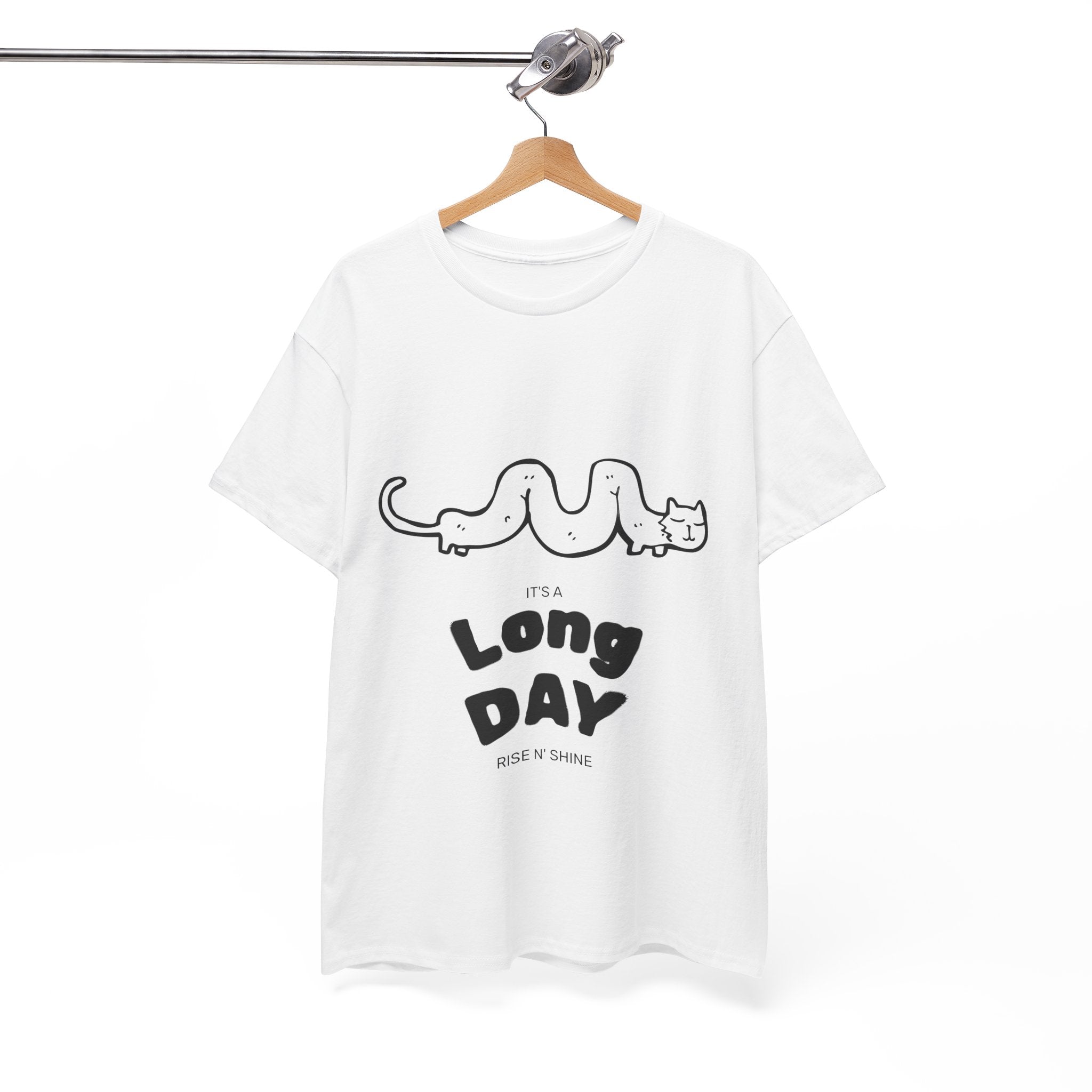 Long Day Cat T-Shirt — Cute Minimalist 'Long Day' Graphic Tee