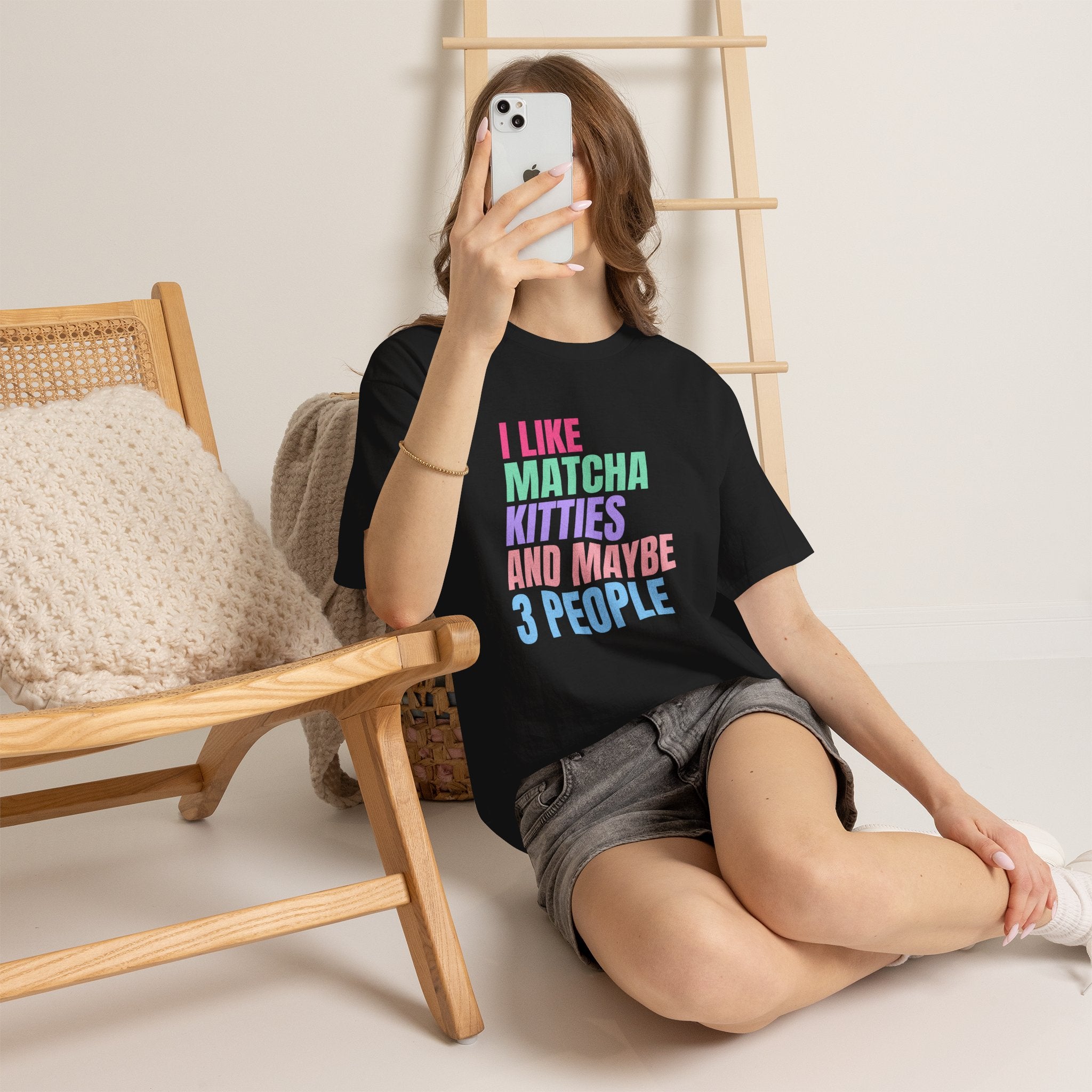 I Like Matcha Kitties And Maybe 3 People T-Shirt | Neon Palette Graphic Tee