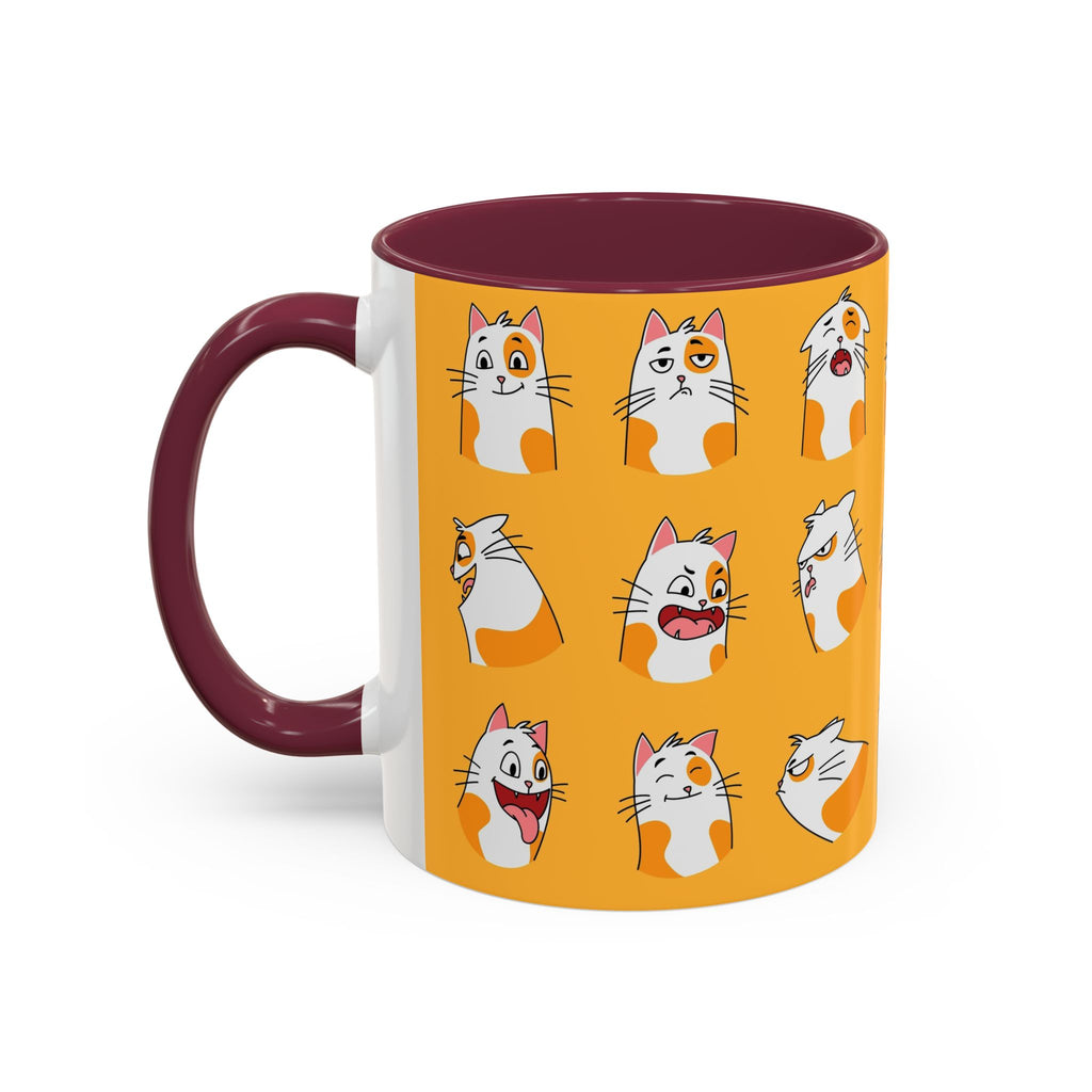 Orange expressive cat faces Mug | Ceramic coffee cup