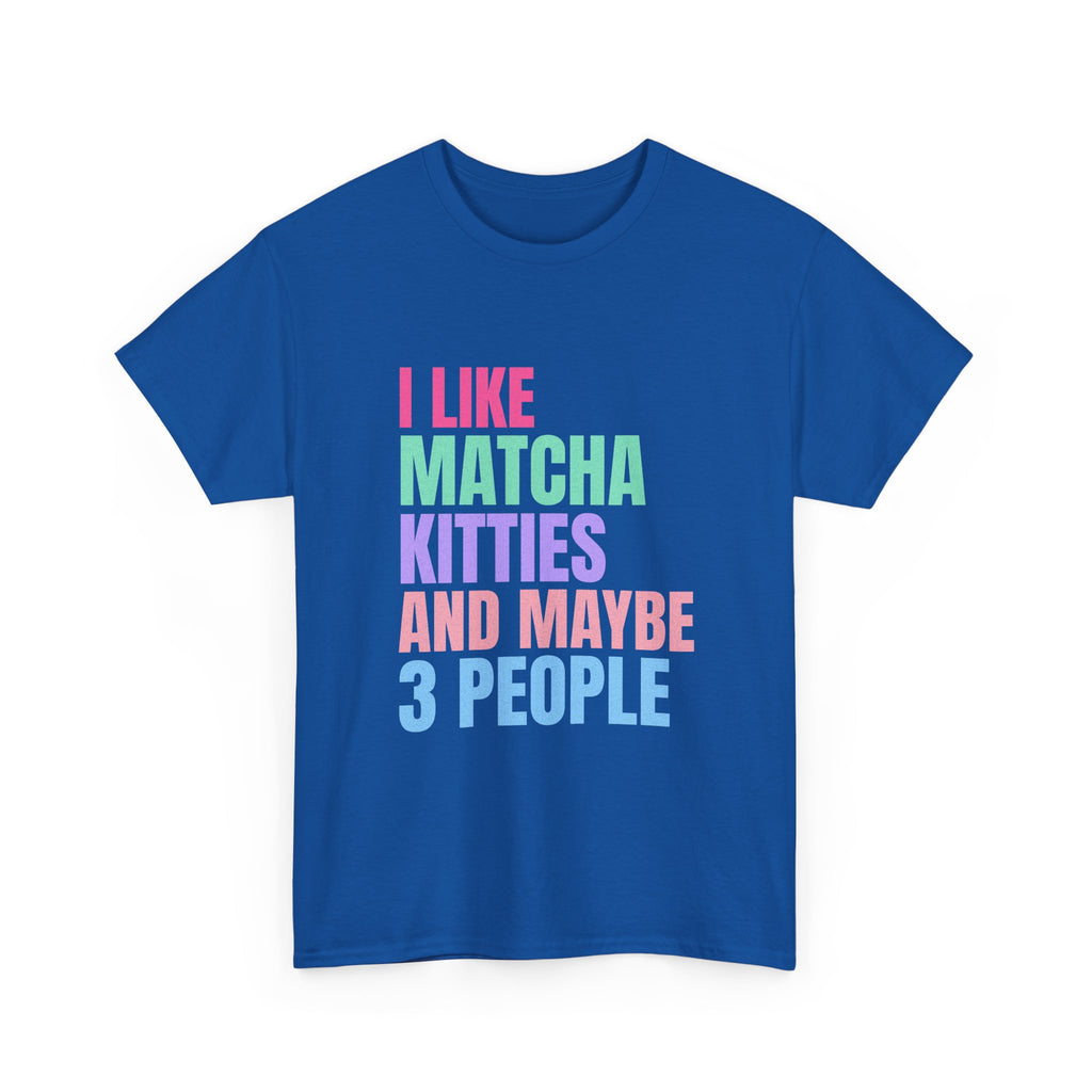 I Like Matcha Kitties And Maybe 3 People T-Shirt | Neon Palette Graphic Tee