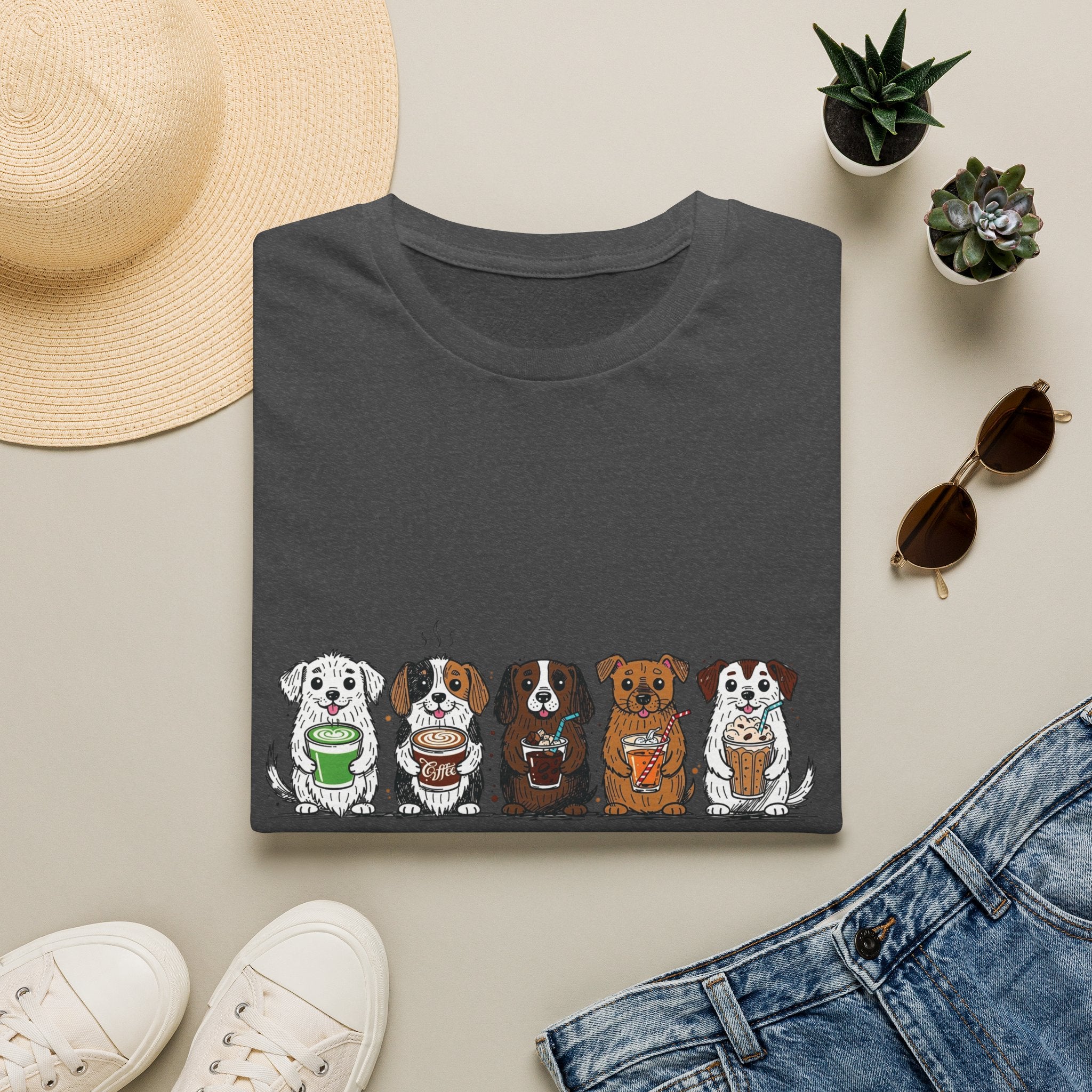 Cute Dachshund Lineup T-Shirt — Cartoon Wiener Dog Crew Graphic Tee