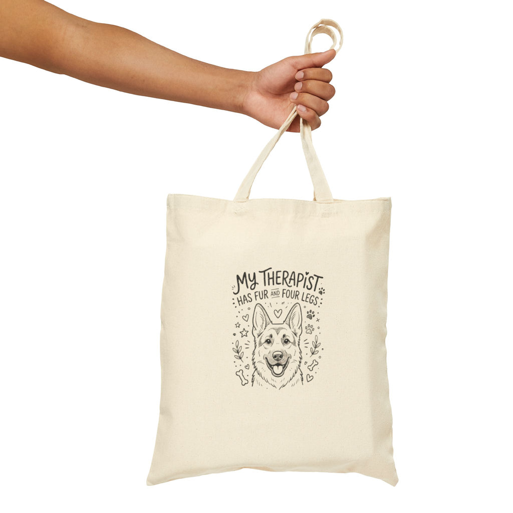 My Therapist Has Fur and Four Legs, GSD Canvas Tote