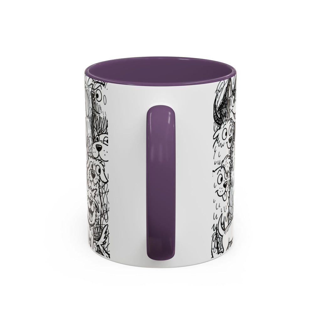 Black & White Cute Dogs Accent Coffee Mug (11/15oz) — Patterned Puppy Tea Cup