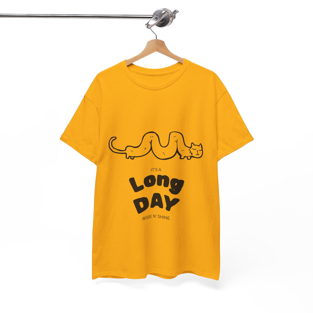 Long Day Cat T-Shirt — Cute Minimalist 'Long Day' Graphic Tee