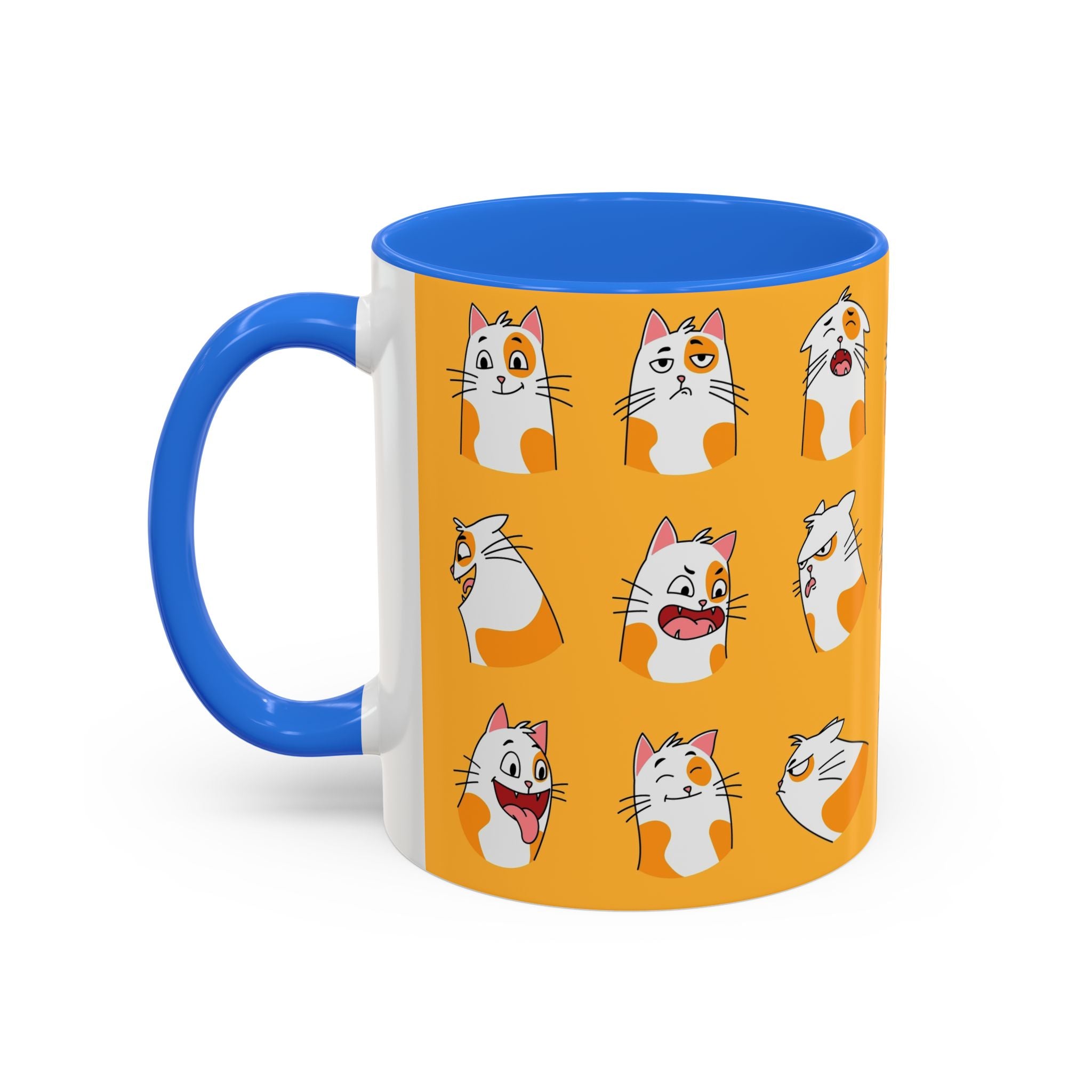 Orange expressive cat faces Mug | Ceramic coffee cup
