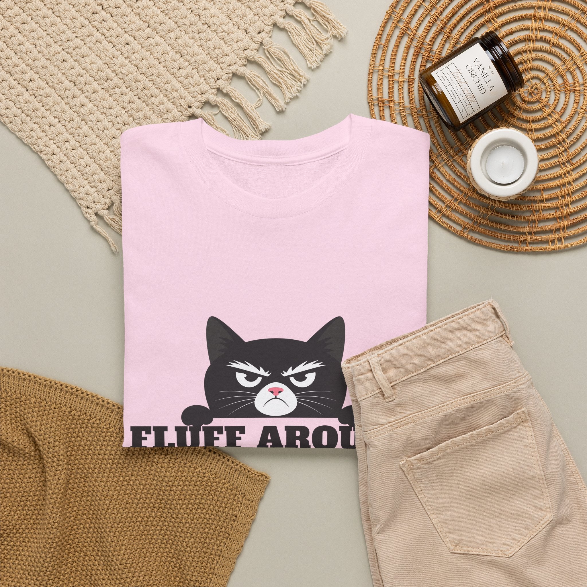 Grumpy Cat Face Fluff Around and Find Out Tee | Funny Cat Quote Shirt