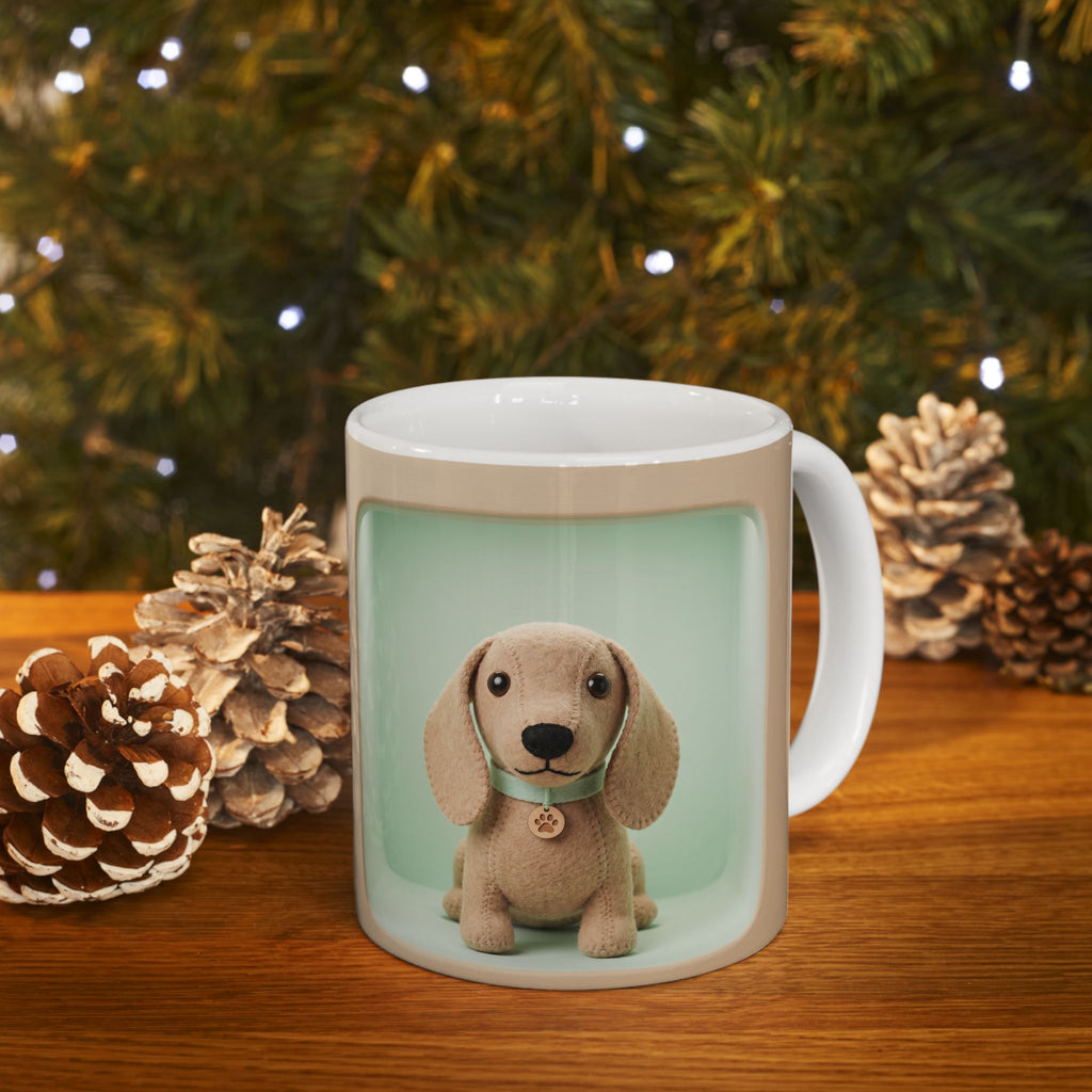 Cute Puppy Ceramic Mug — Retro Pastel Dog Coffee Cup (11oz, 15oz)