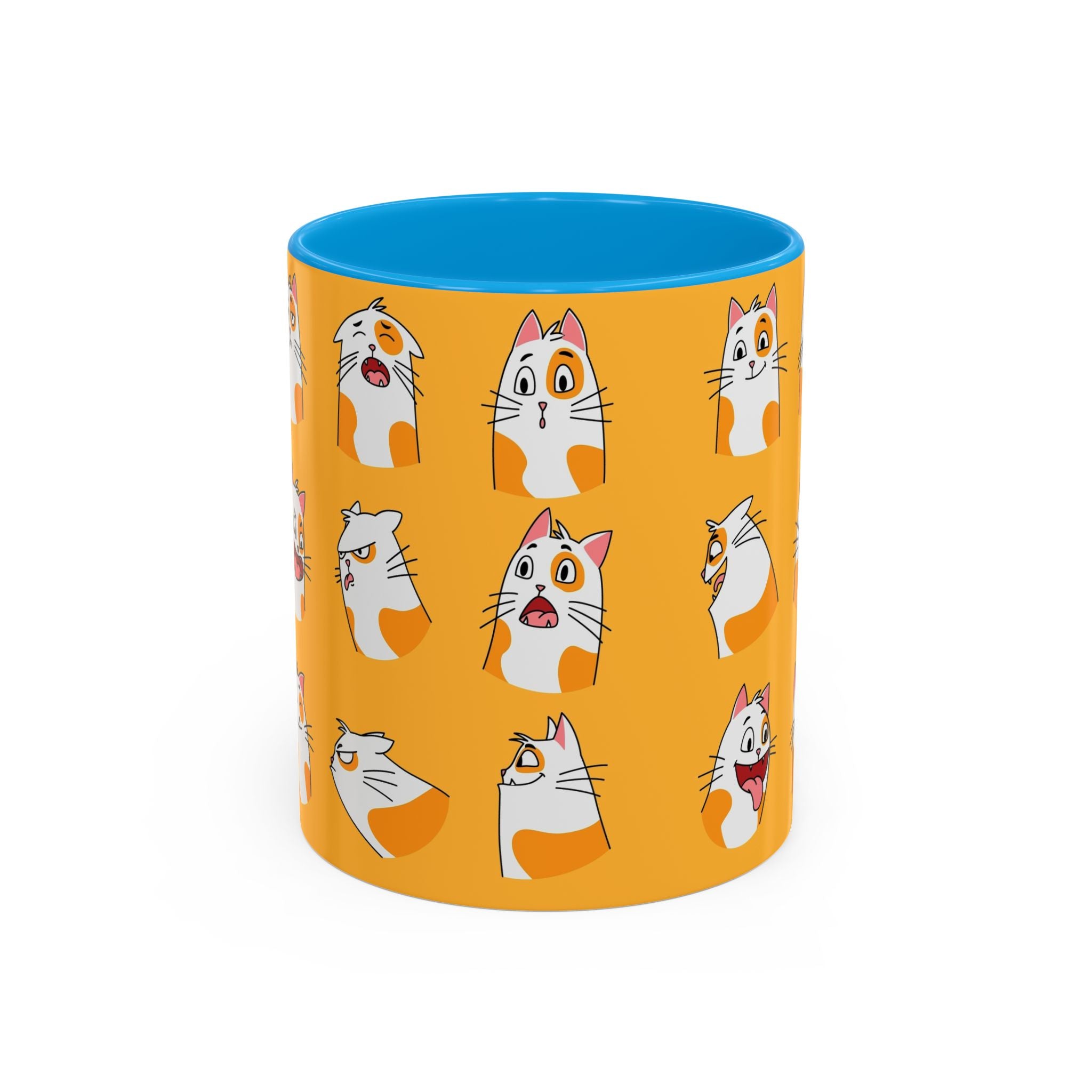 Orange expressive cat faces Mug | Ceramic coffee cup