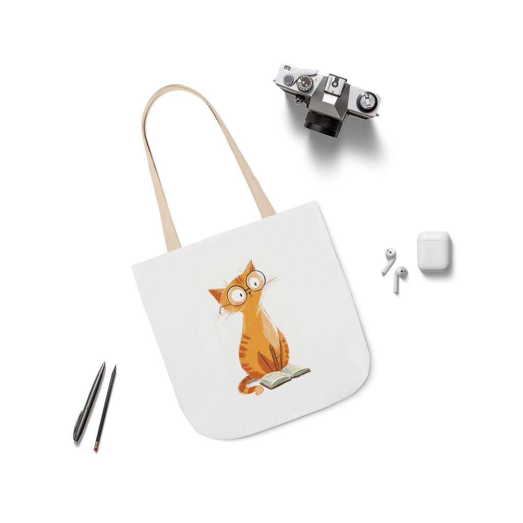 Cute Orange Cat with Glasses Tote Bag — Book-Lover Canvas Tote