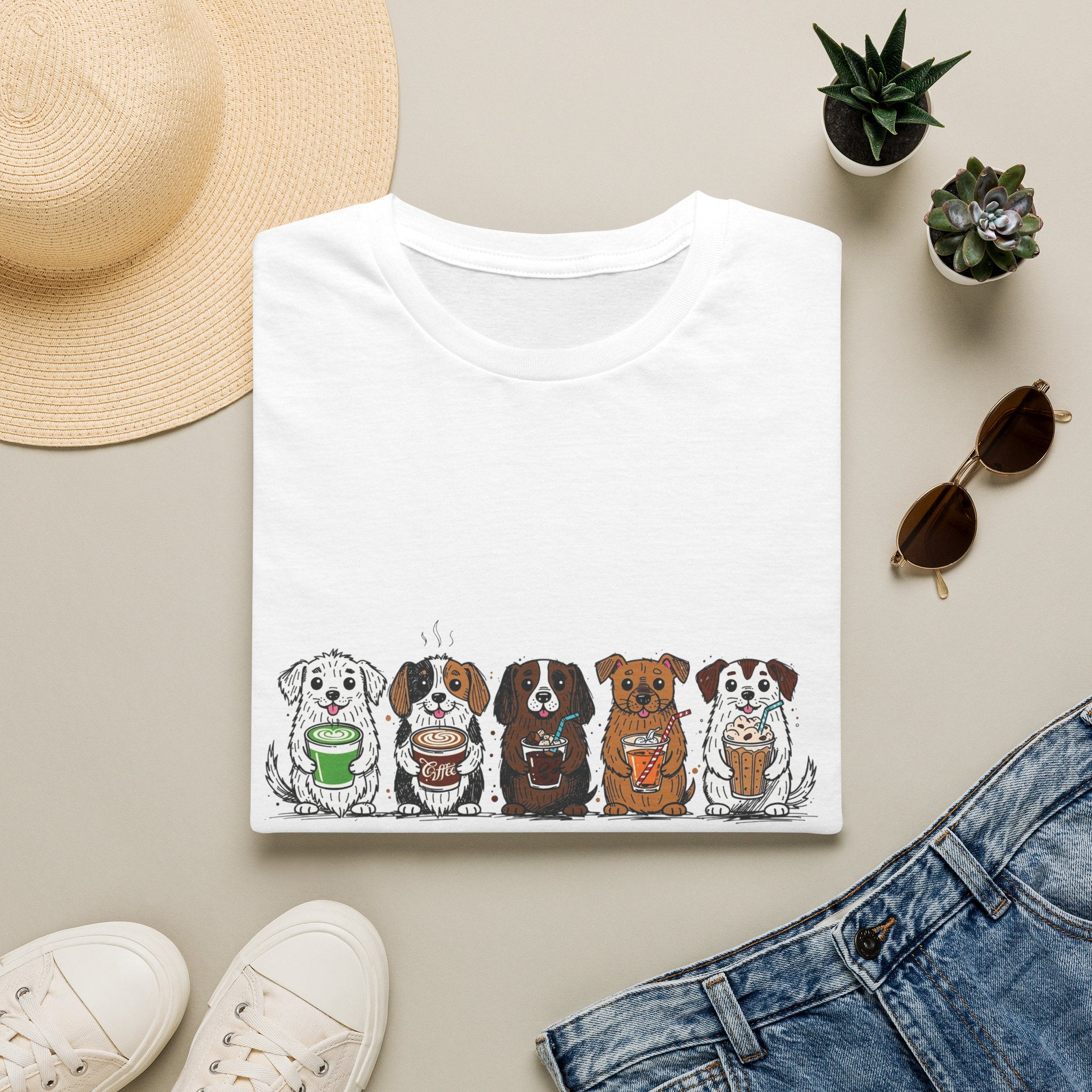 Cute Dachshund Lineup T-Shirt — Cartoon Wiener Dog Crew Graphic Tee