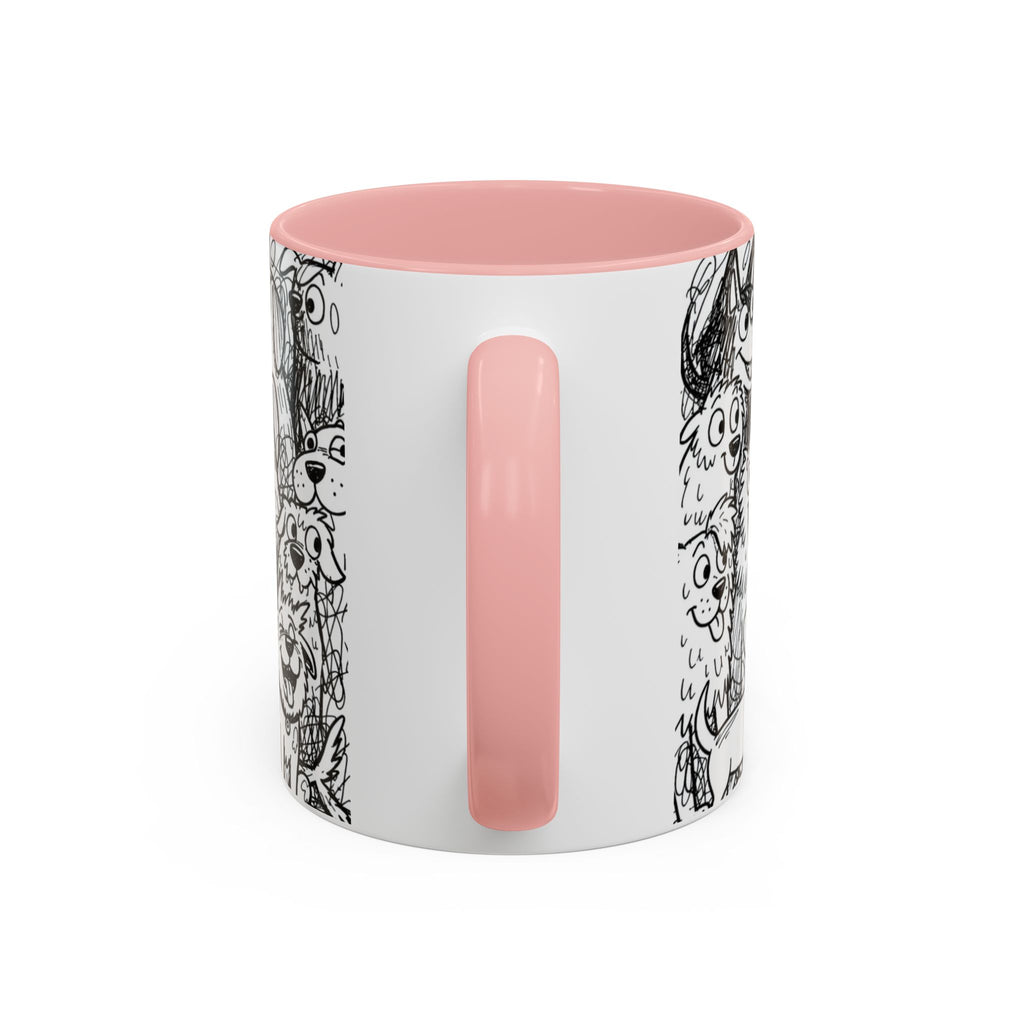 Black & White Cute Dogs Accent Coffee Mug (11/15oz) — Patterned Puppy Tea Cup