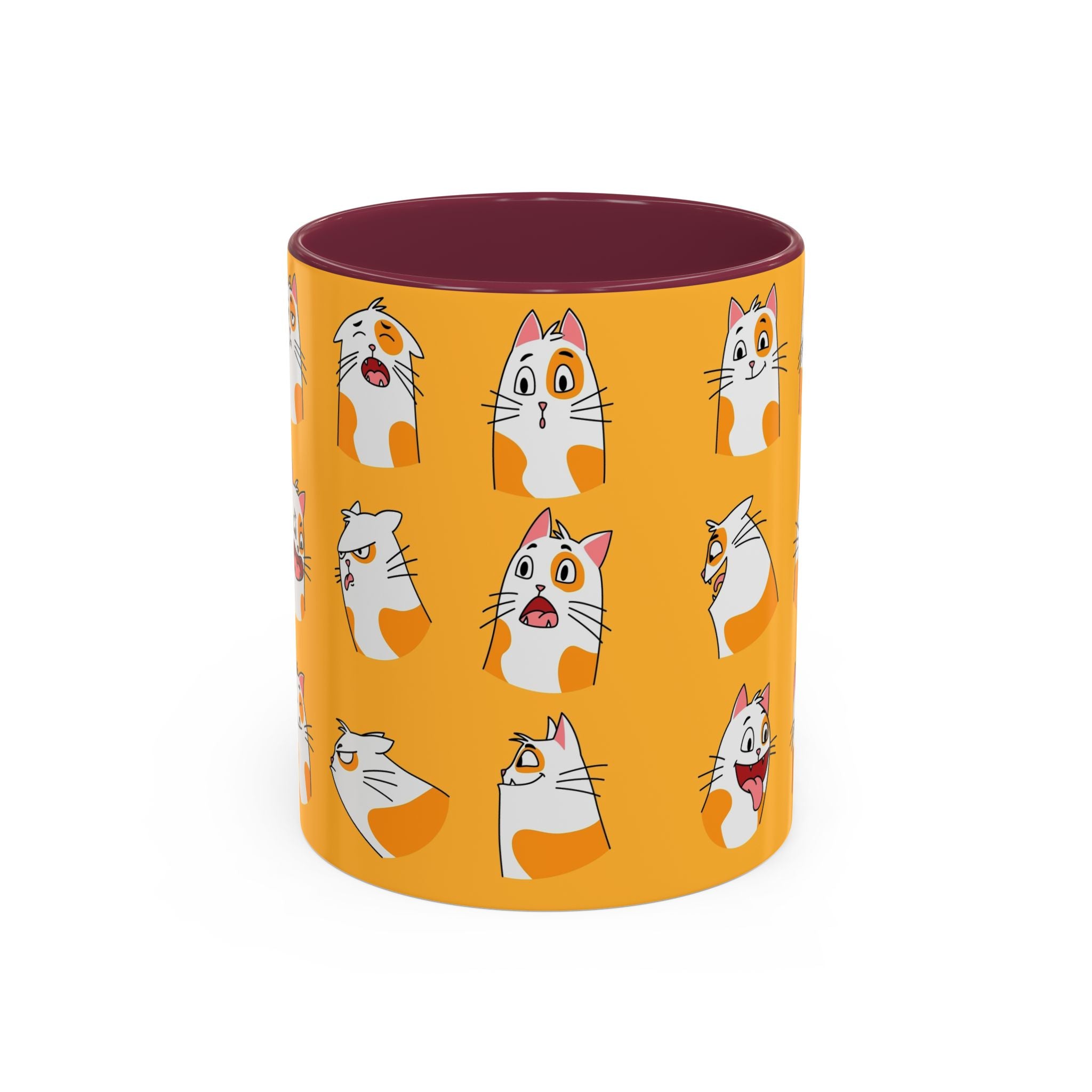 Orange expressive cat faces Mug | Ceramic coffee cup