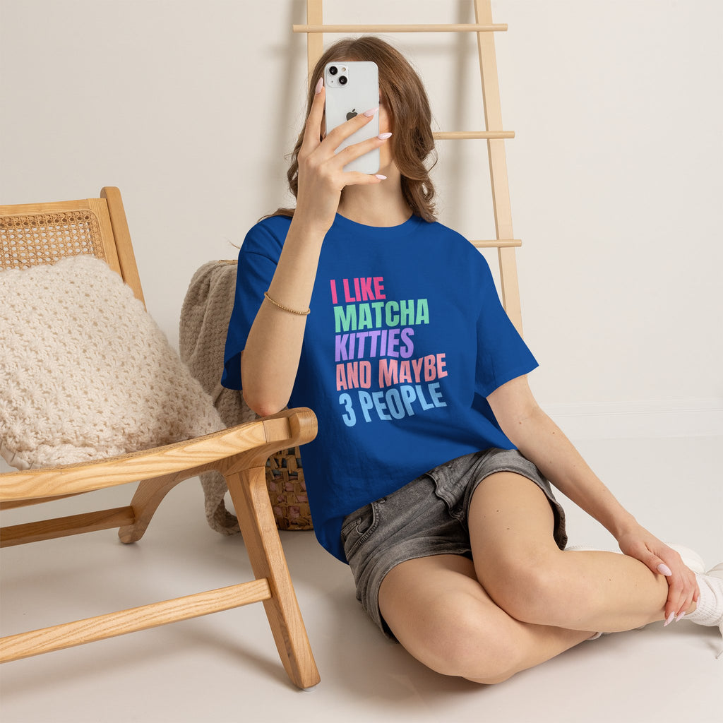 I Like Matcha Kitties And Maybe 3 People T-Shirt | Neon Palette Graphic Tee