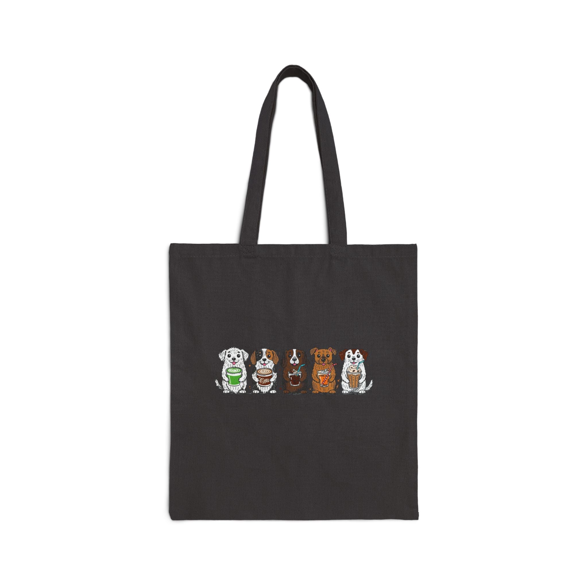 Cute Row of Dogs Cotton Tote Bag — Small Breed Puppy Illustration Canvas Shopper