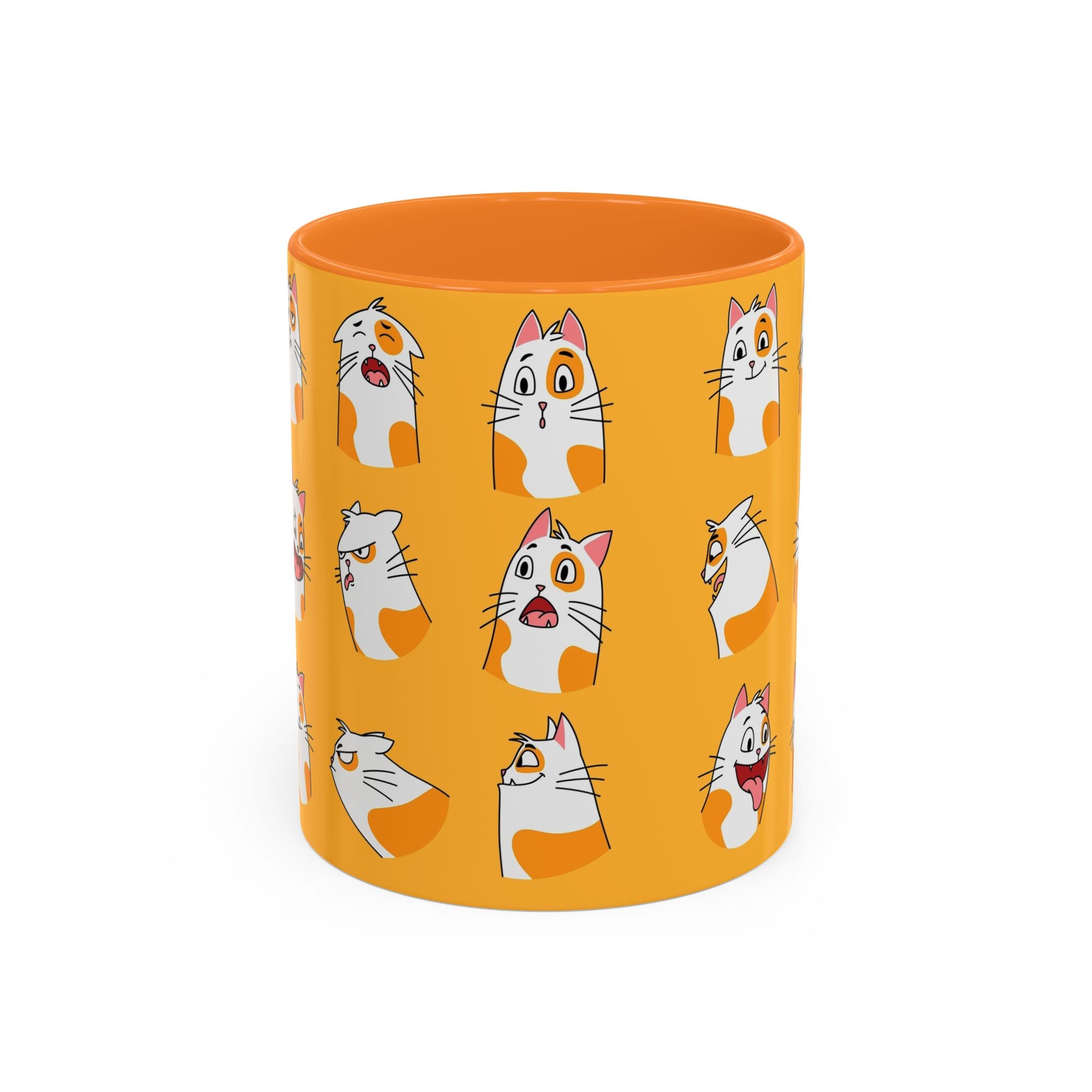 Orange expressive cat faces Mug | Ceramic coffee cup