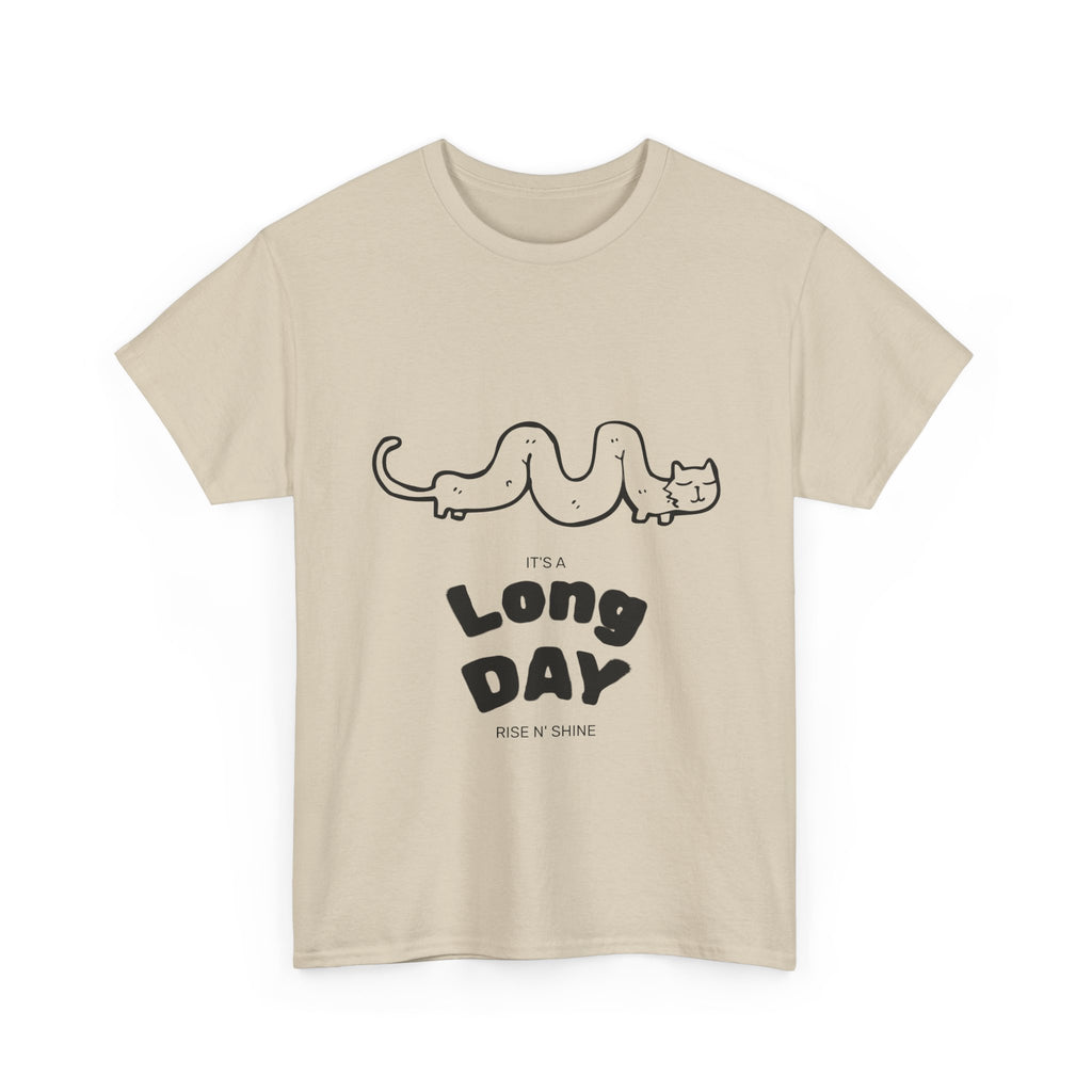 Long Day Cat T-Shirt — Cute Minimalist 'Long Day' Graphic Tee