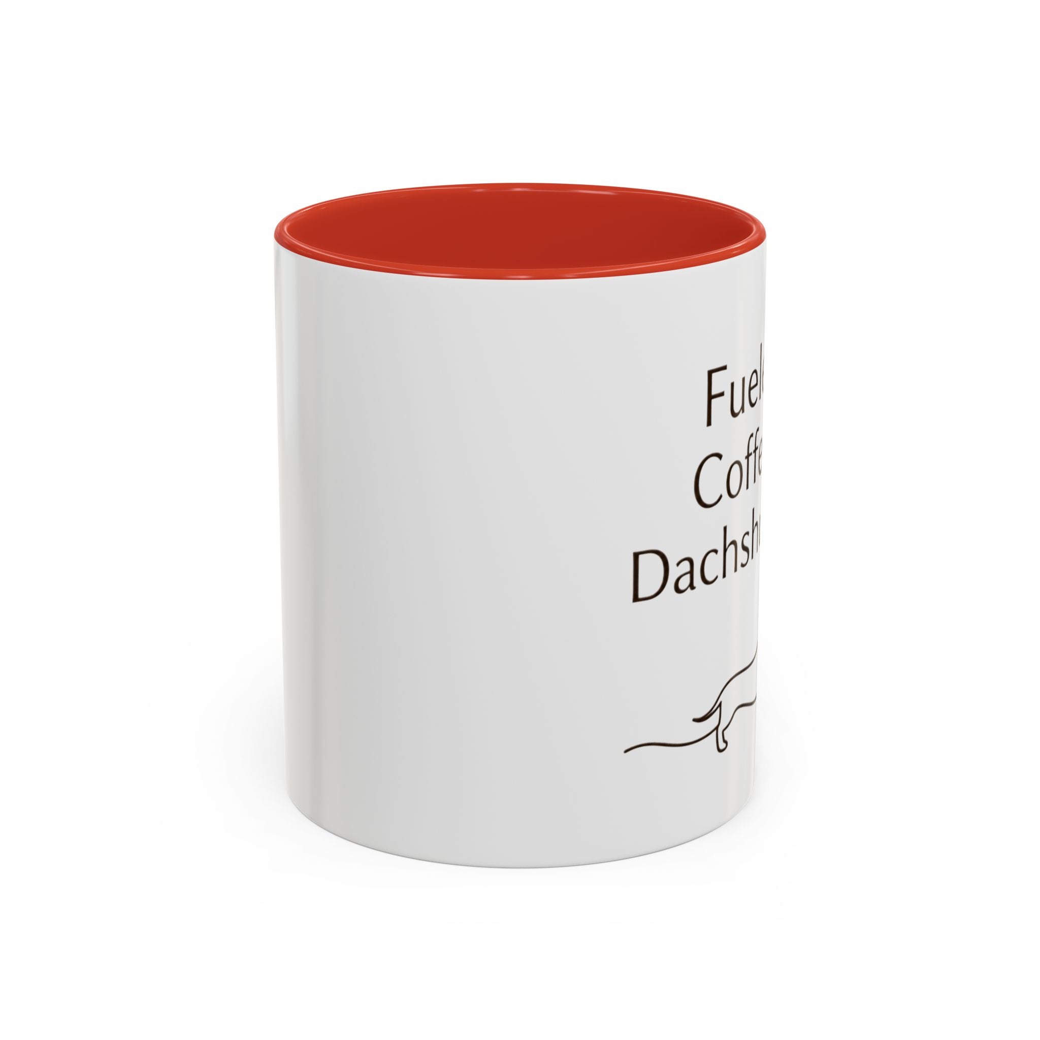 Dachshund Coffee Mug — “Fueled by Coffee and Dachshund Hair” Accent Ceramic Mug