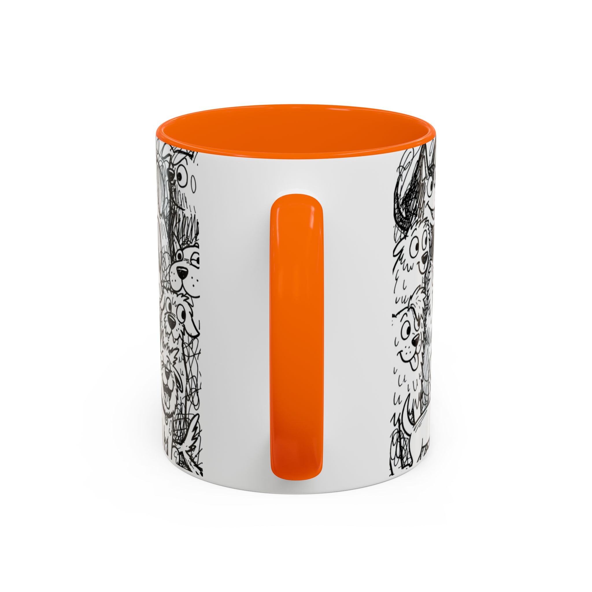 Black & White Cute Dogs Accent Coffee Mug (11/15oz) — Patterned Puppy Tea Cup